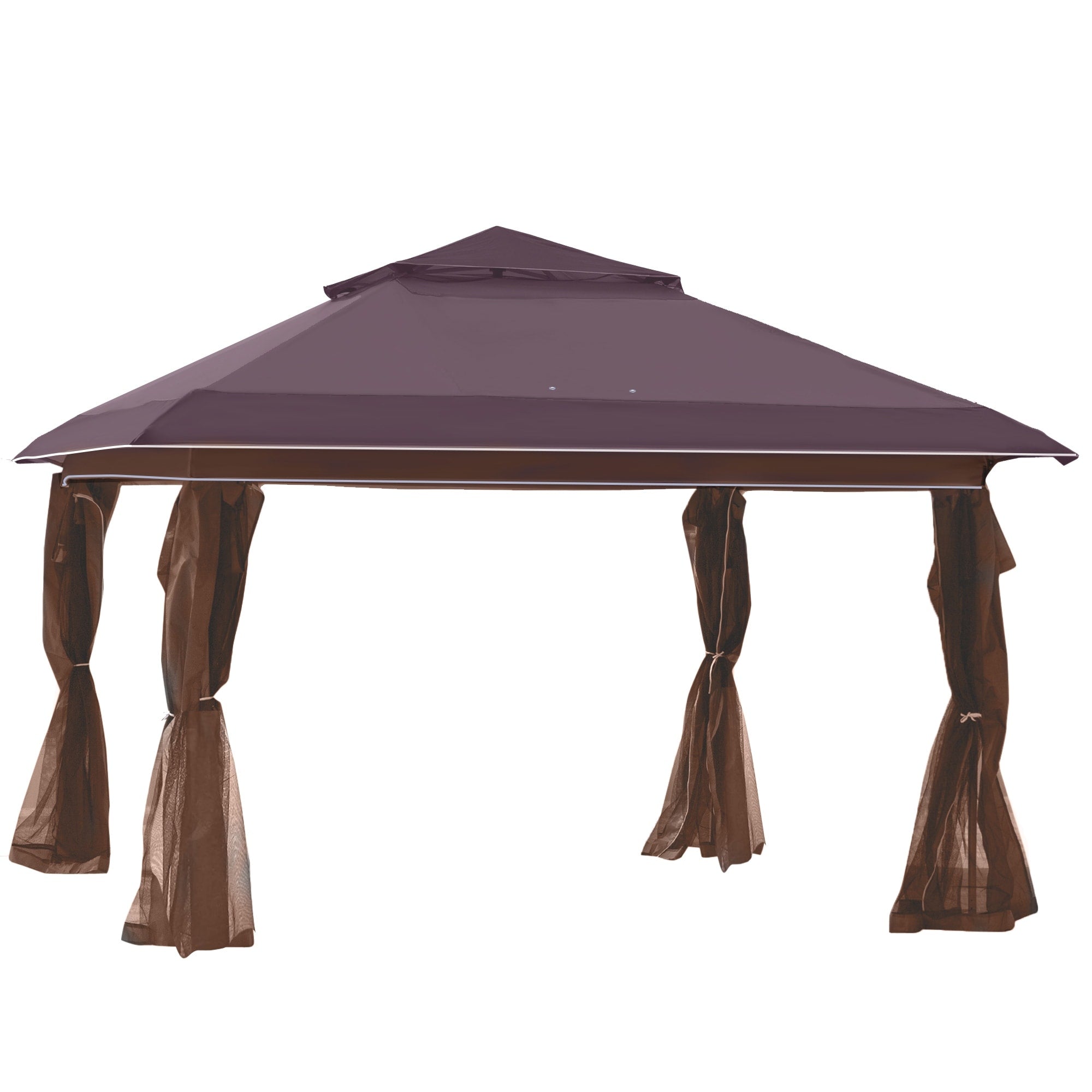 Outsunny 12' x 12' Pop Up Canopy Sun Shade Tente instantanée pliable avec filet latéral en maille, hauteur réglable sur 3 niveaux