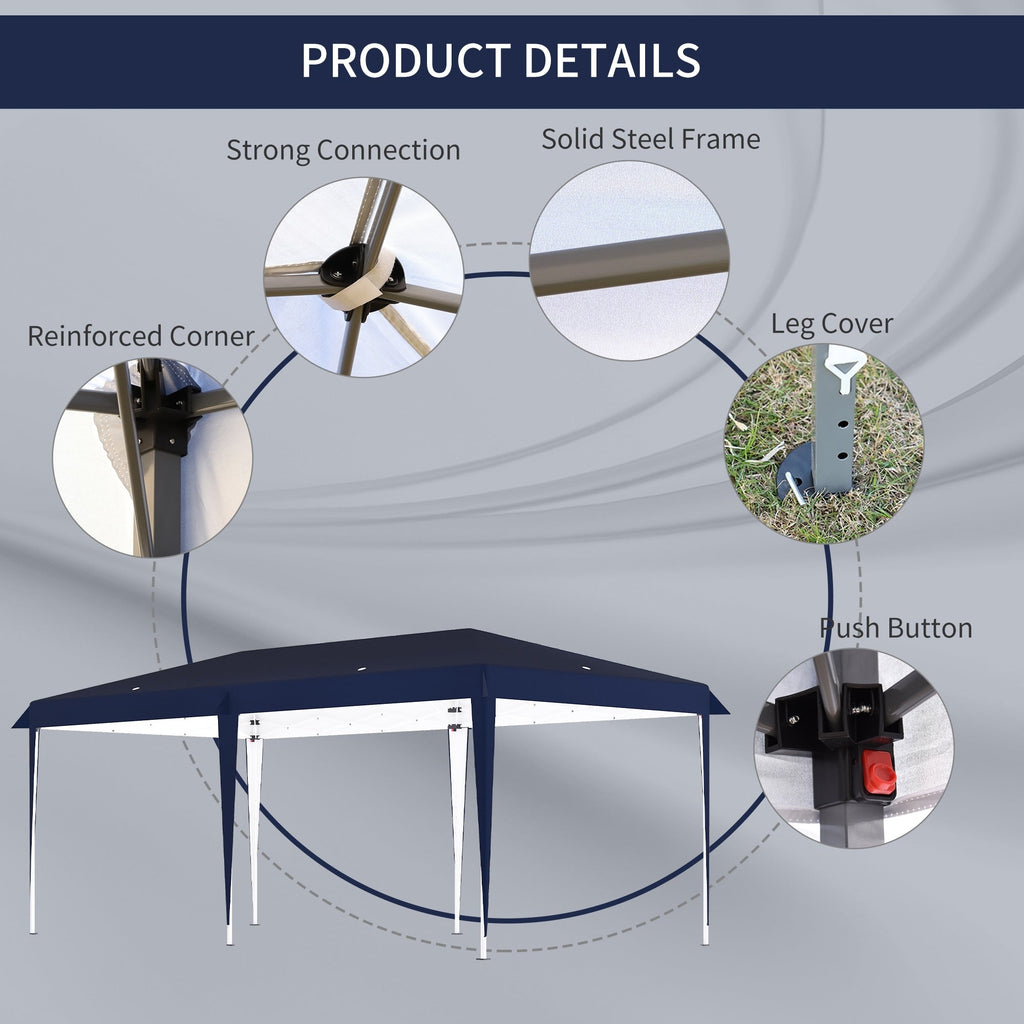 Auvent pop-up robuste Outsunny avec cadre robuste, toit anti-UV et sac de transport pour terrasse, jardin, plage et arrière-cour