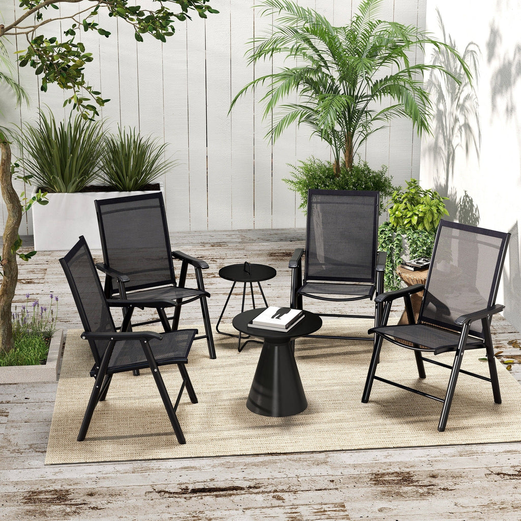 Ensemble de 4 chaises de patio pliantes Outsunny au design simple et chic, confortables pour la terrasse, le jardin, la cour et les voyages