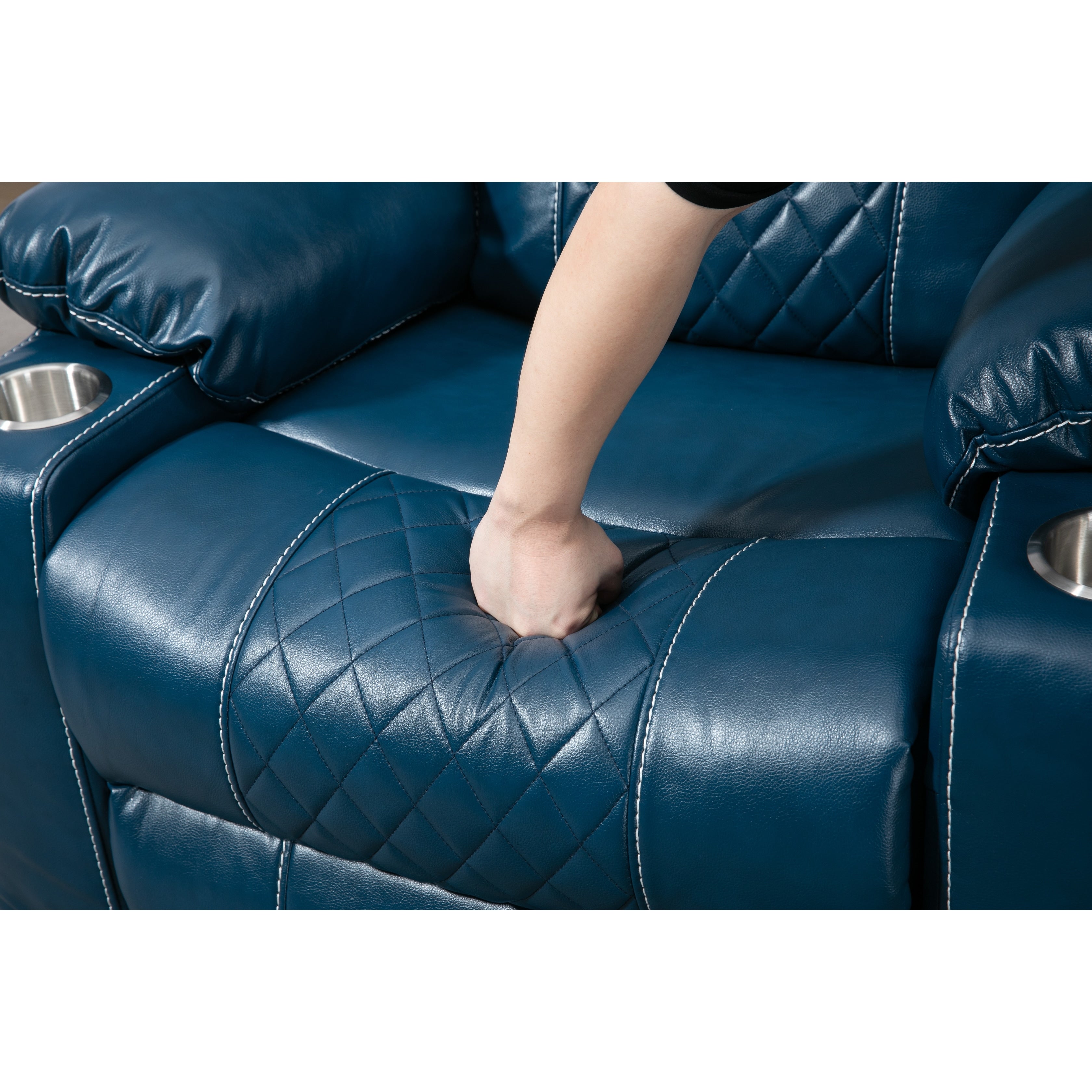 Fauteuil inclinable électrique surdimensionné en cuir PU avec massage, chauffage lombaire, porte-gobelet, inclinaison à plat à 180°