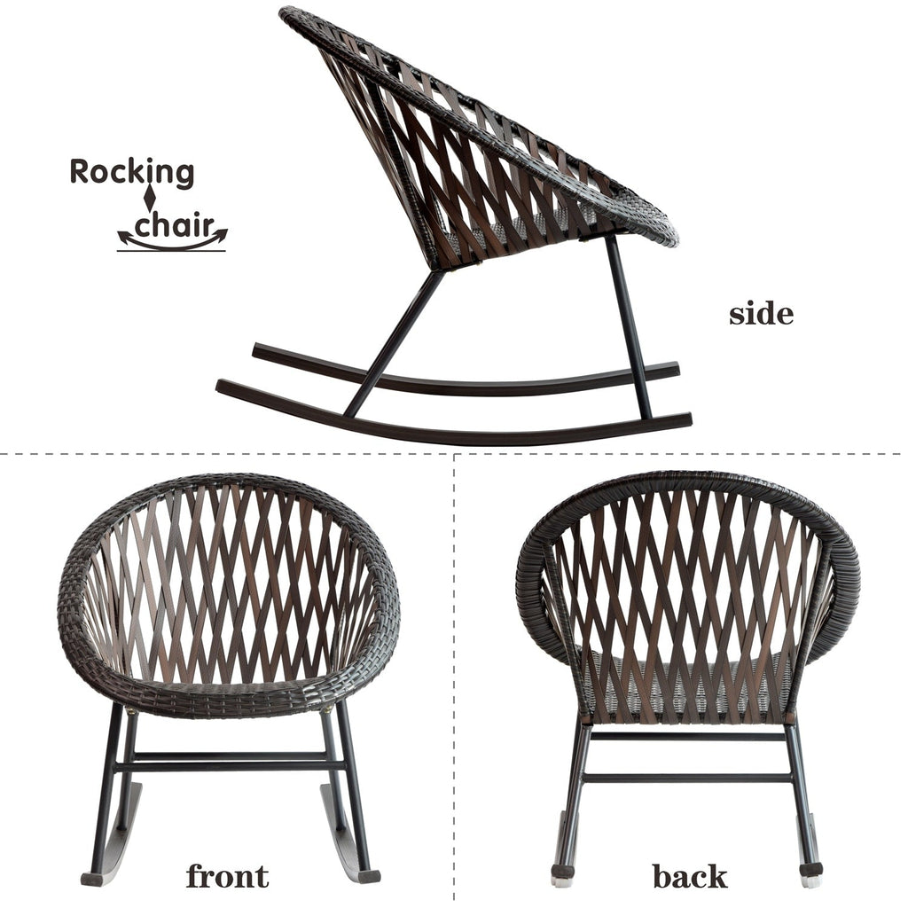 Ensemble bistrot OVIOS 3 pièces avec chaises à bascule et table basse en verre