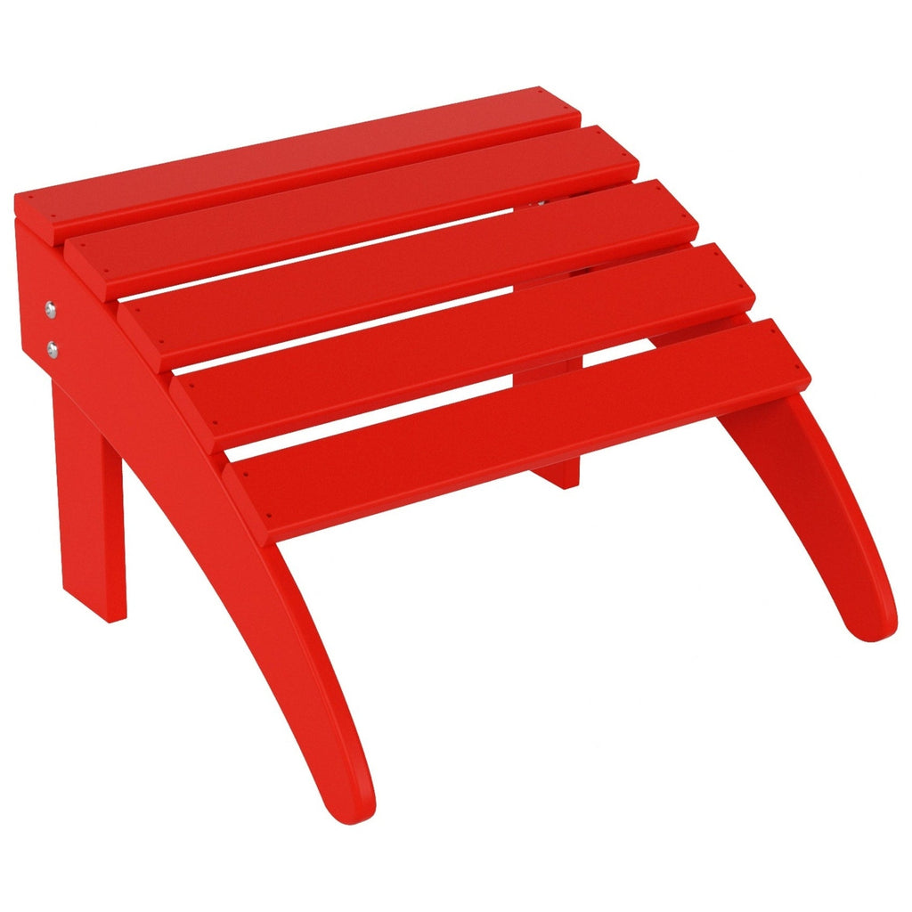 Chaise Adirondack pliable Polytrends Laguna en PEHD pour terrasse extérieure toutes saisons avec pouf (ensemble 2 pièces)