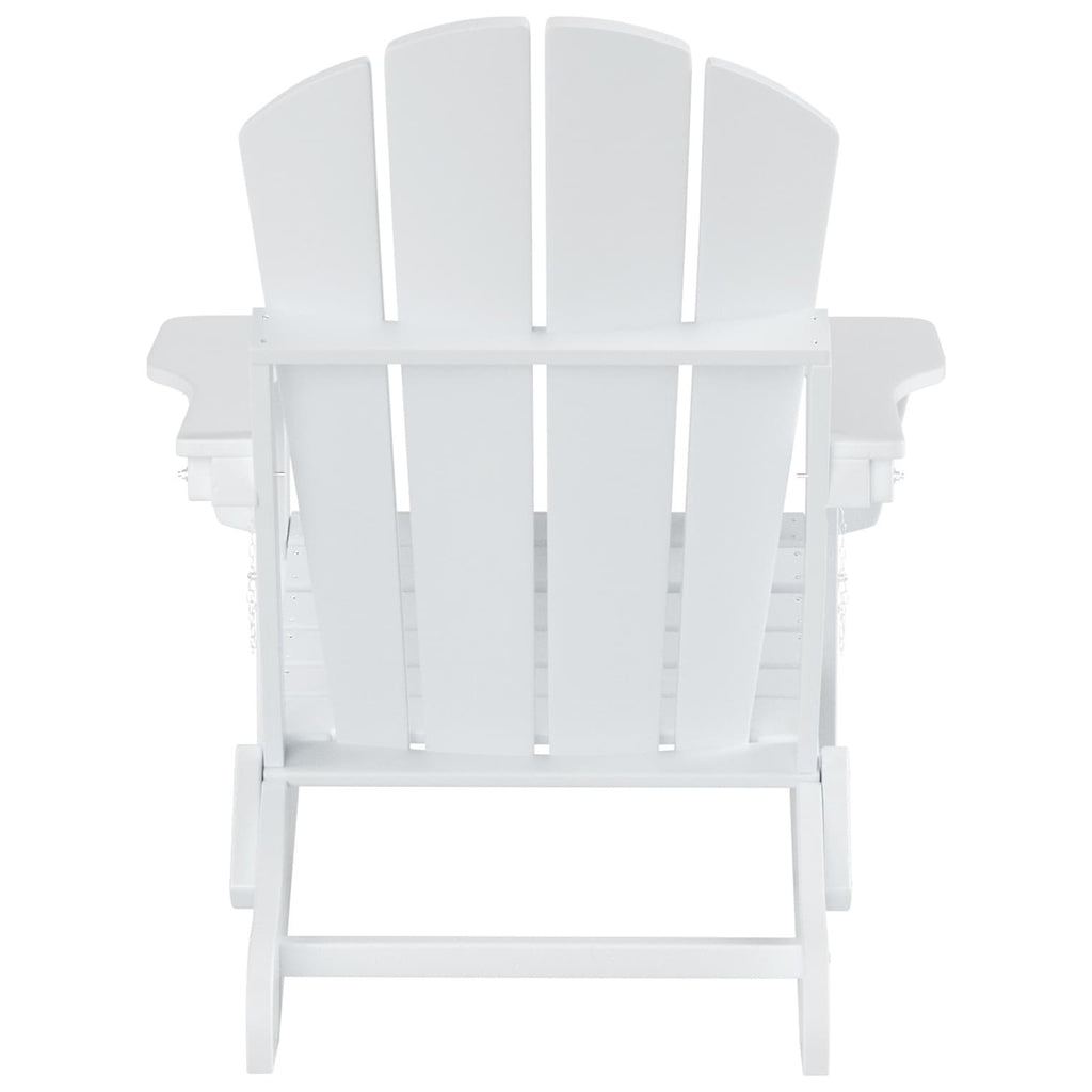 Chaise Adirondack pliable Polytrends Laguna en PEHD pour terrasse extérieure toutes saisons avec pouf (ensemble 2 pièces)