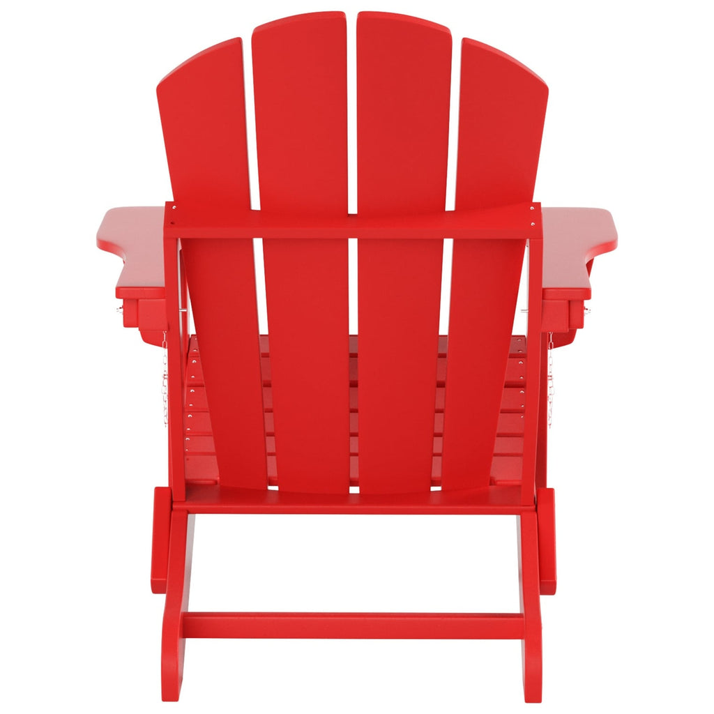 Chaise Adirondack pliable Polytrends Laguna en PEHD pour terrasse extérieure toutes saisons avec pouf (ensemble 2 pièces)