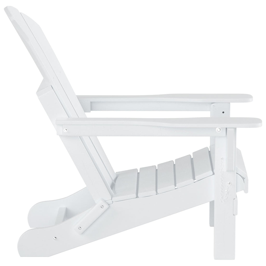 Chaise Adirondack pliable Polytrends Laguna en PEHD pour terrasse extérieure toutes saisons avec pouf (ensemble 2 pièces)