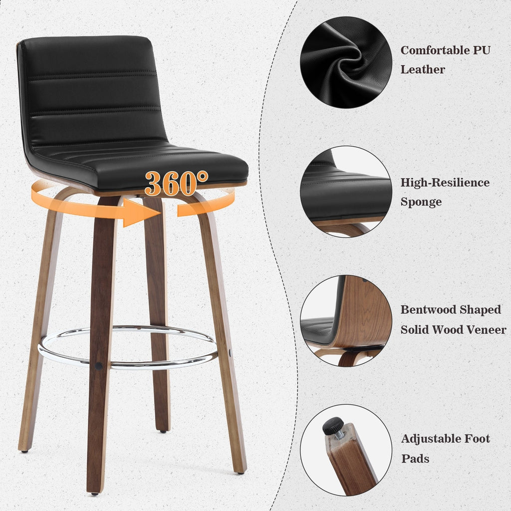 Tabourets de bar/comptoir pivotants en similicuir 26/29, lot de 2/3