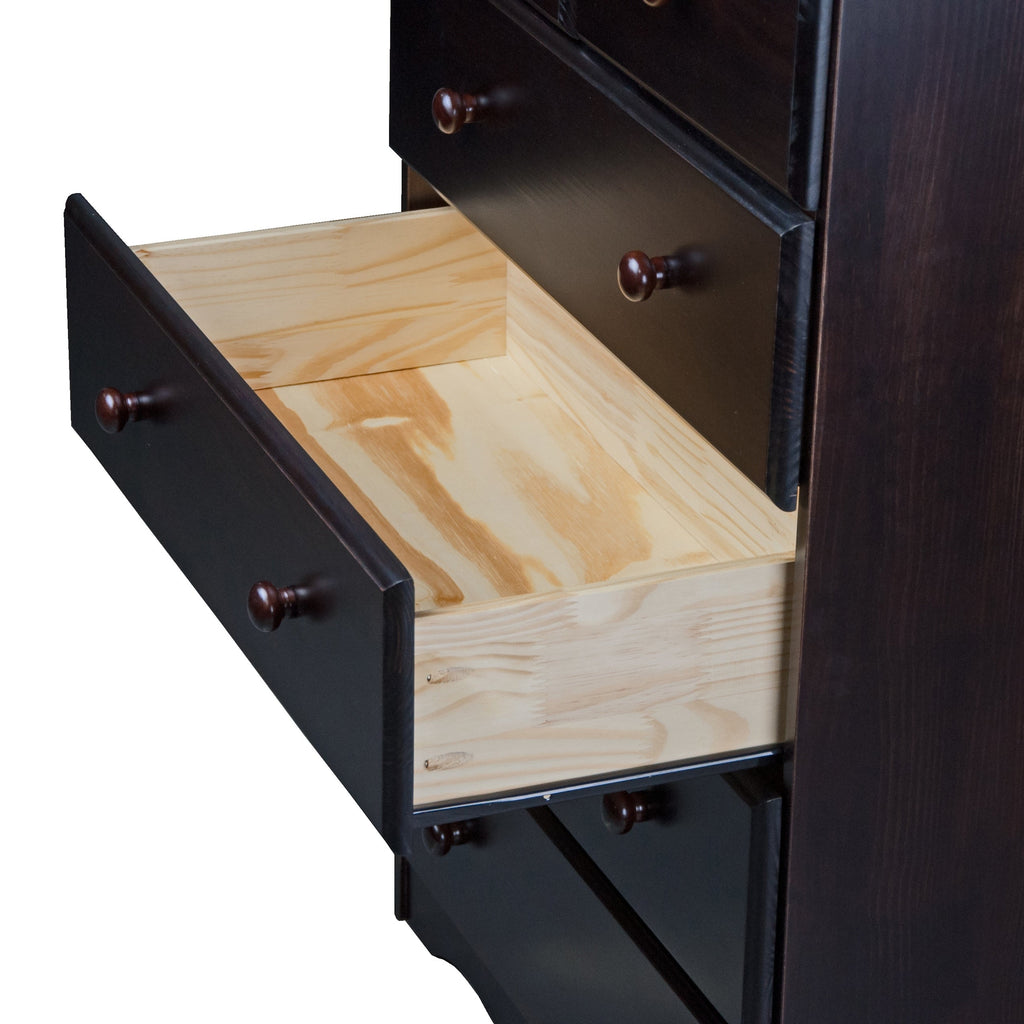 Commode 5 tiroirs 100 % bois massif avec boutons en métal ou en bois de Palace Imports