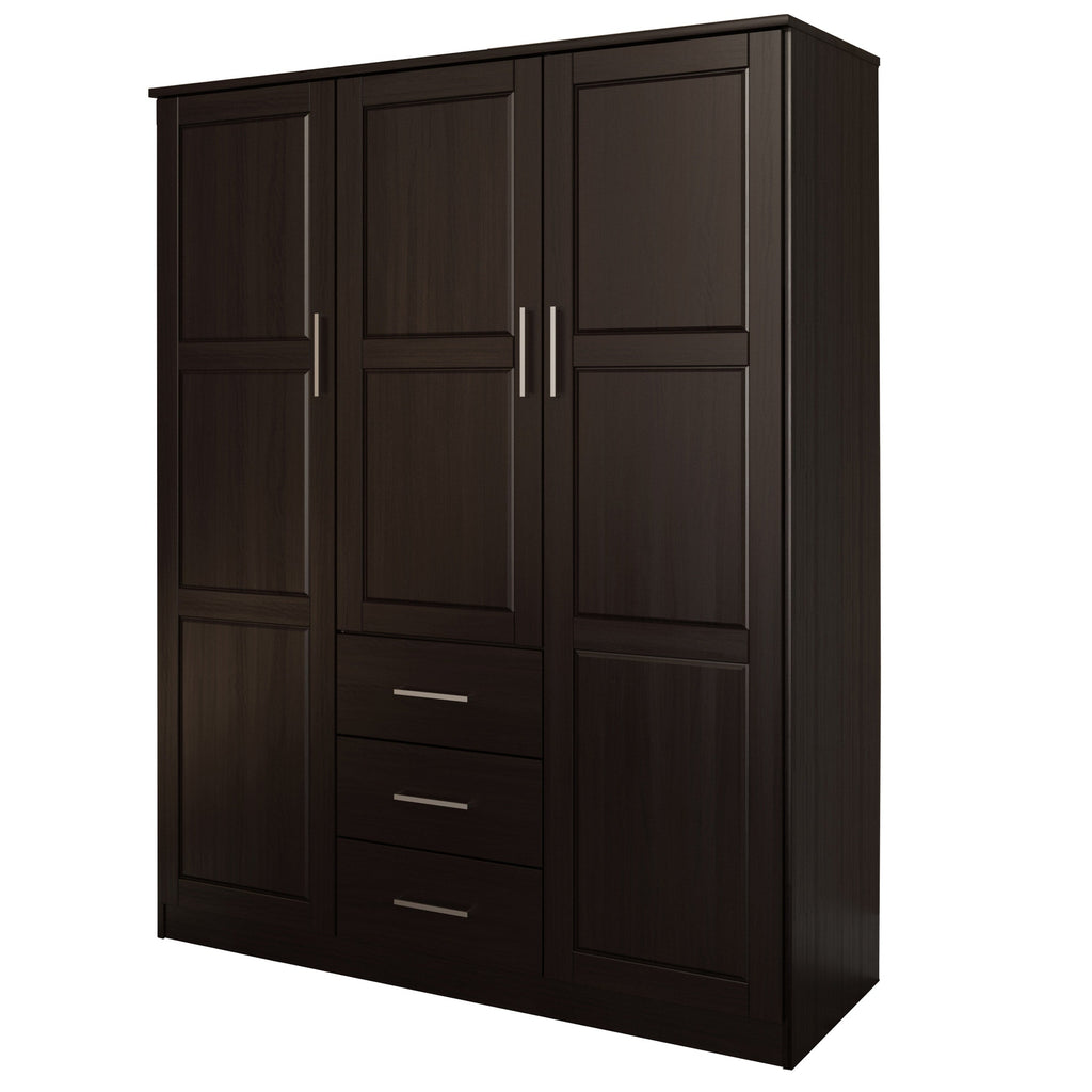 Armoire penderie 3 portes Cosmo 100 % bois massif de Palace Imports avec portes en bois massif ou en miroir