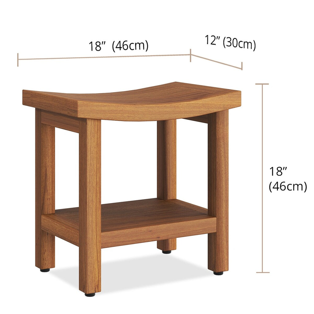 Banc de douche breveté en teck Sumba avec étagère