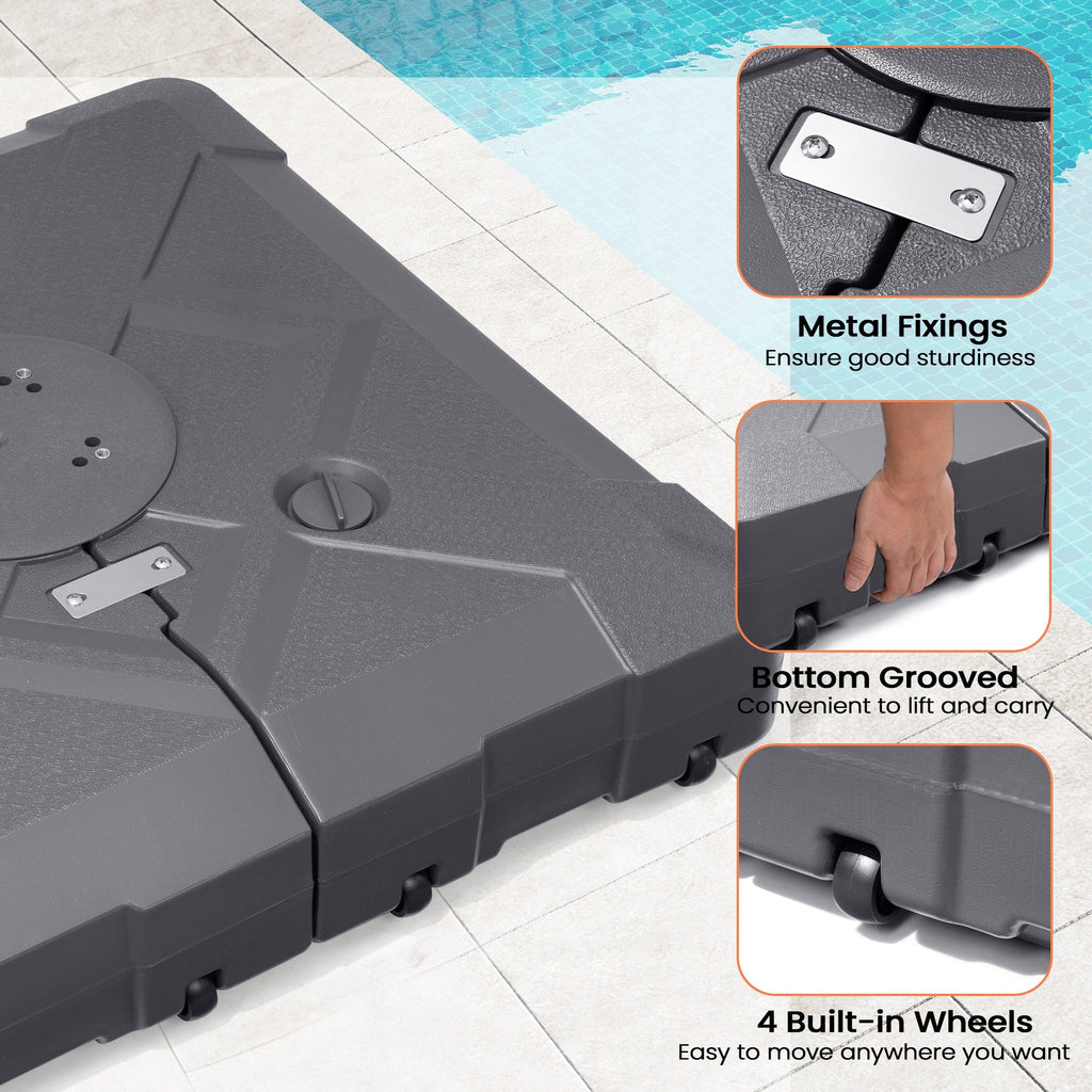 Base de parasol déporté Pellebant de 220 lb avec roulettes - N/A