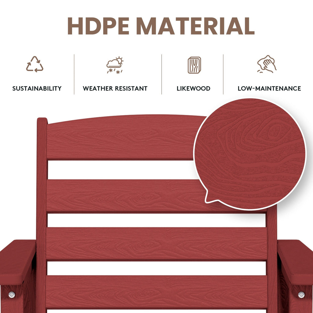 Ensemble de 3 chaises hautes Adirondack en plastique pour patio