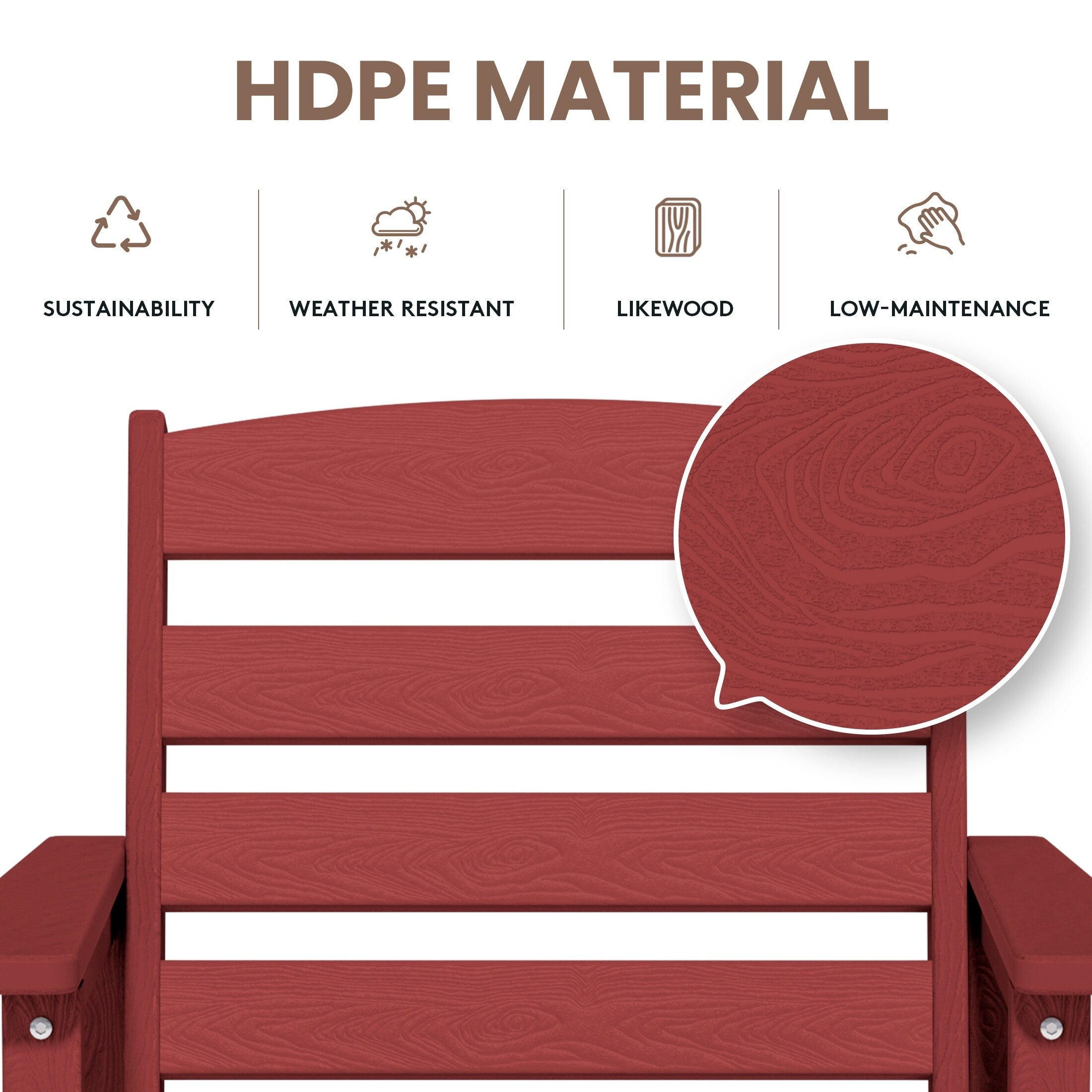 Ensemble de 3 chaises hautes Adirondack en plastique pour patio