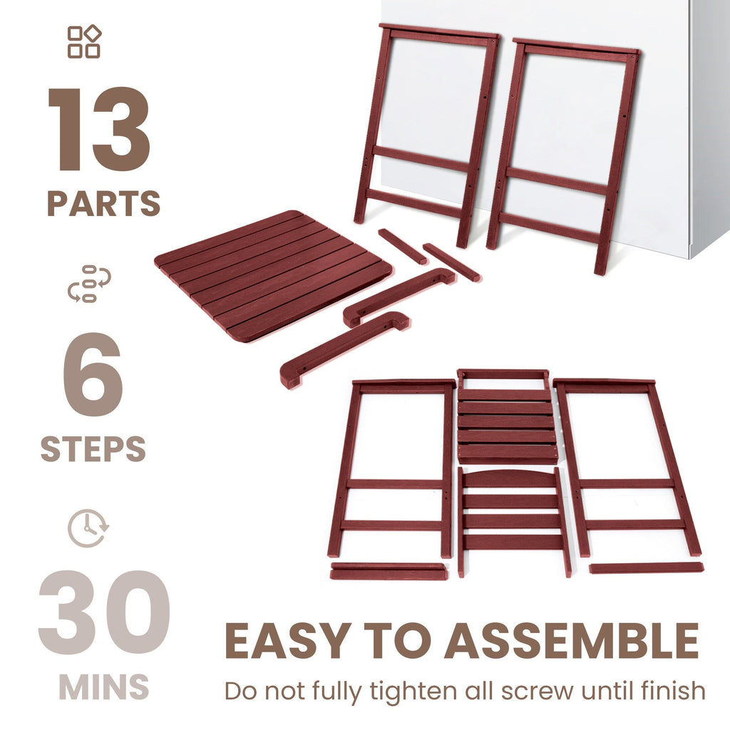 Ensemble de 3 chaises hautes Adirondack en plastique pour patio