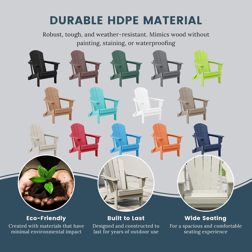 Chaises pliantes Adirondack Polytrends Laguna résistantes aux intempéries (lot de 4)