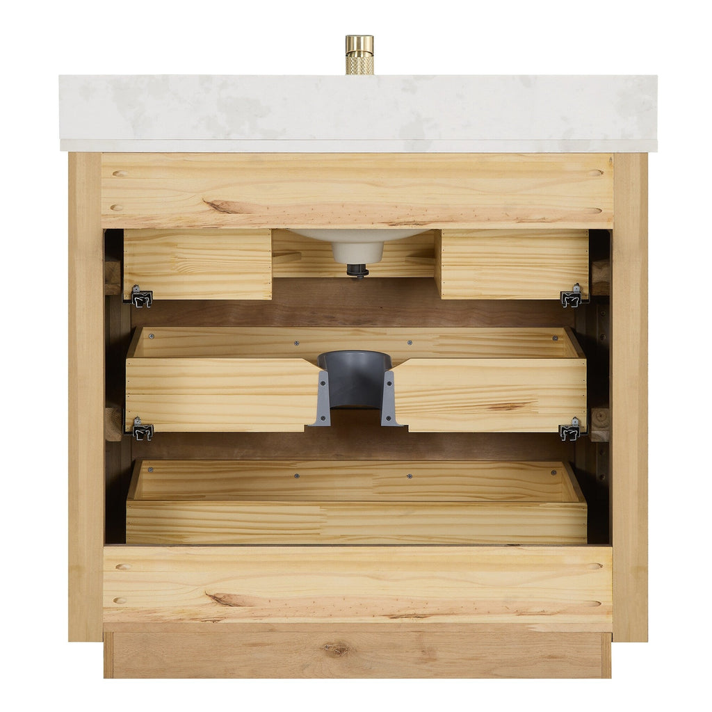 Meuble-lavabo Porto avec dessus en quartz blanc sans miroir