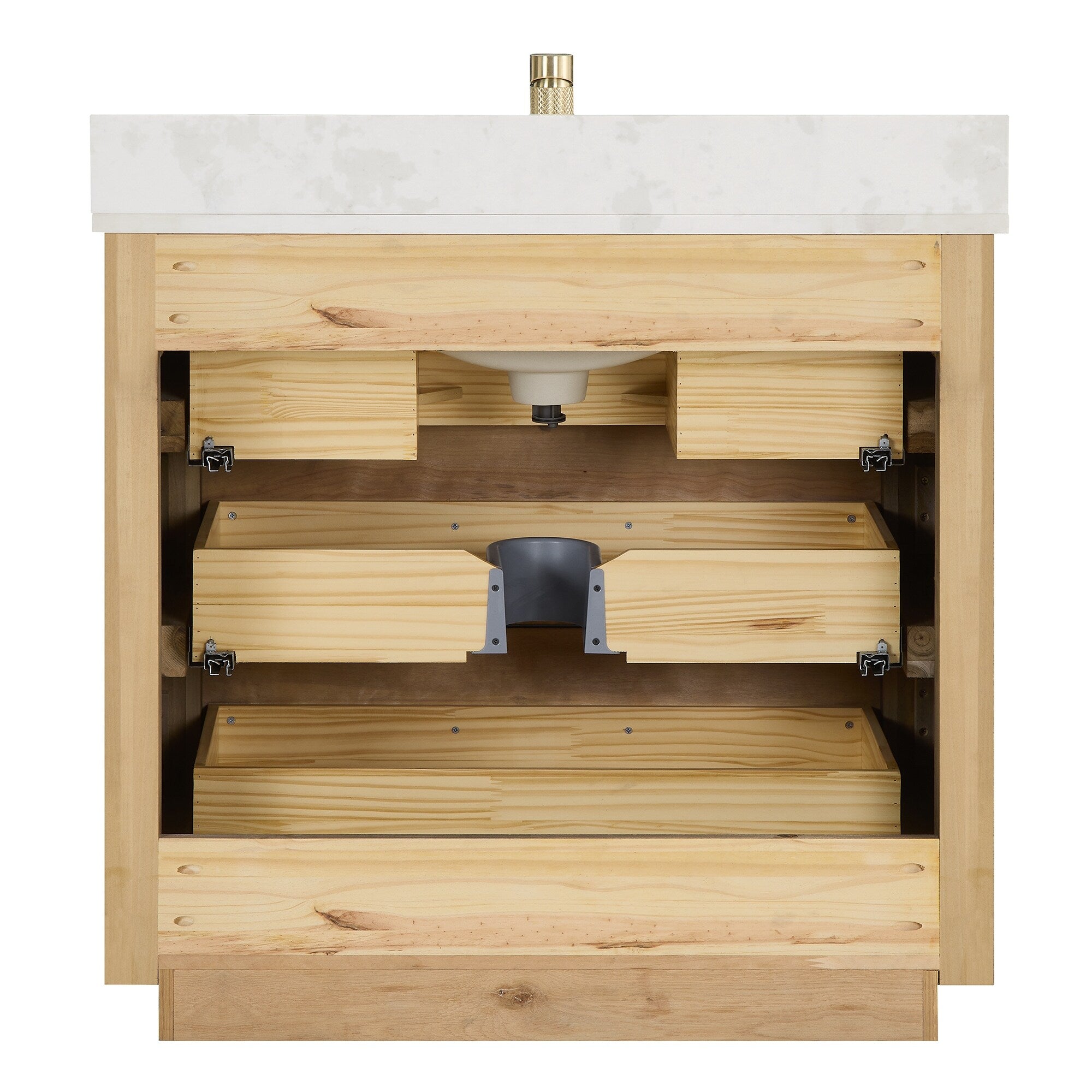 Meuble-lavabo Porto avec dessus en quartz blanc sans miroir