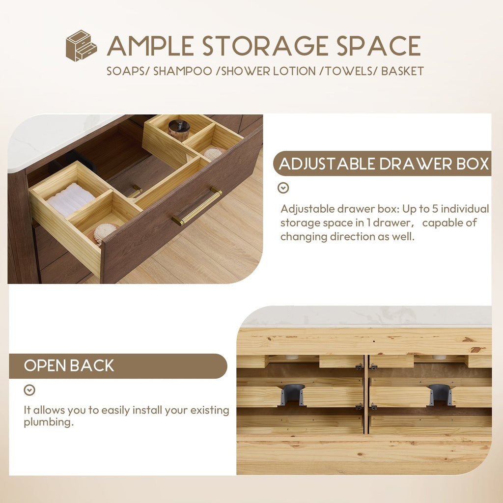 Meuble-lavabo Porto avec dessus en quartz blanc sans miroir