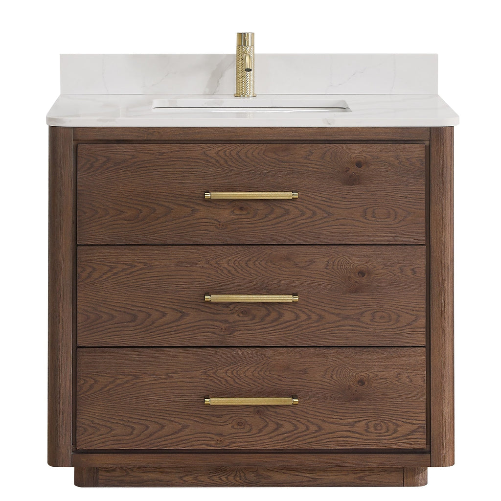 Meuble-lavabo Porto avec dessus en quartz blanc sans miroir