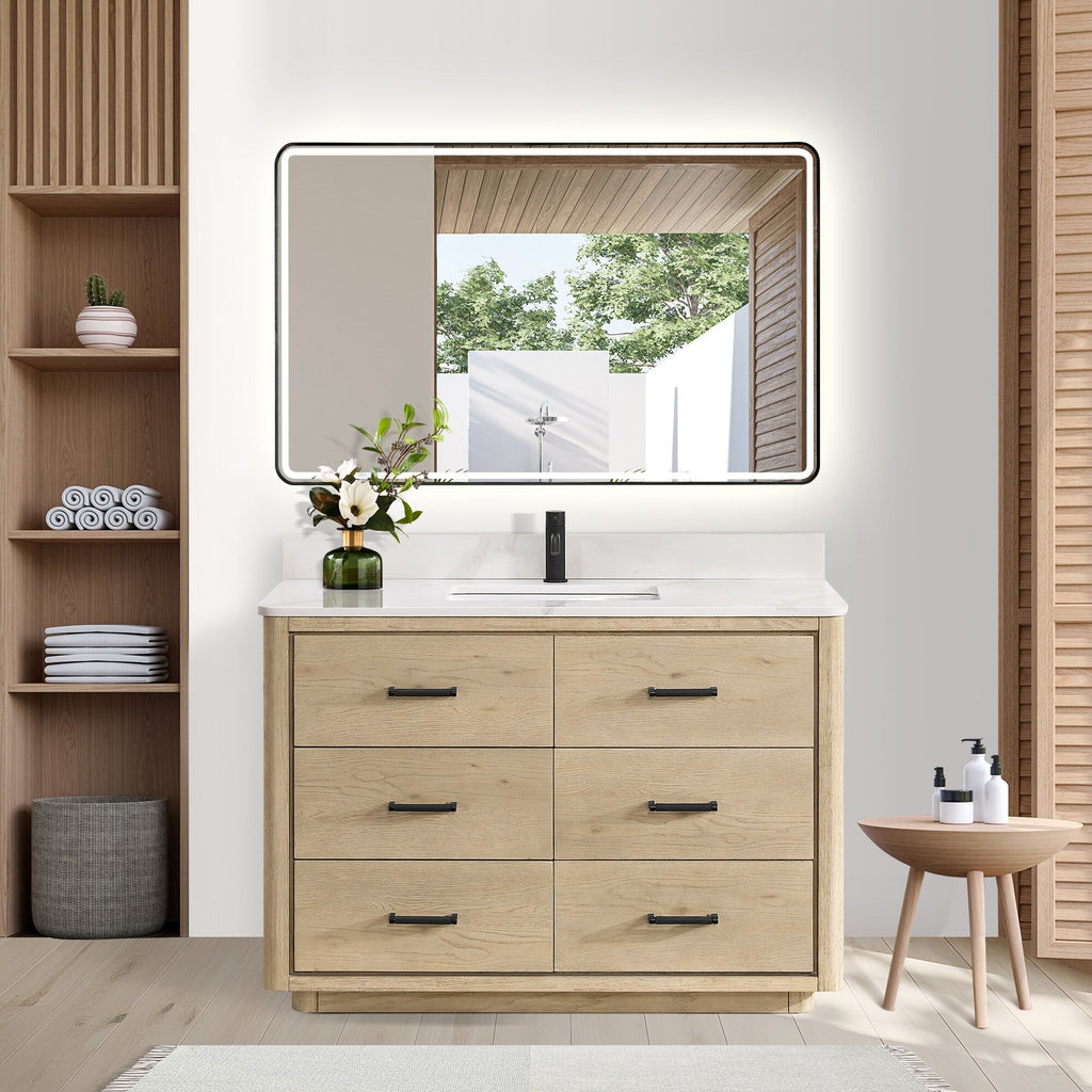 Meuble-lavabo Porto avec dessus en quartz blanc sans miroir