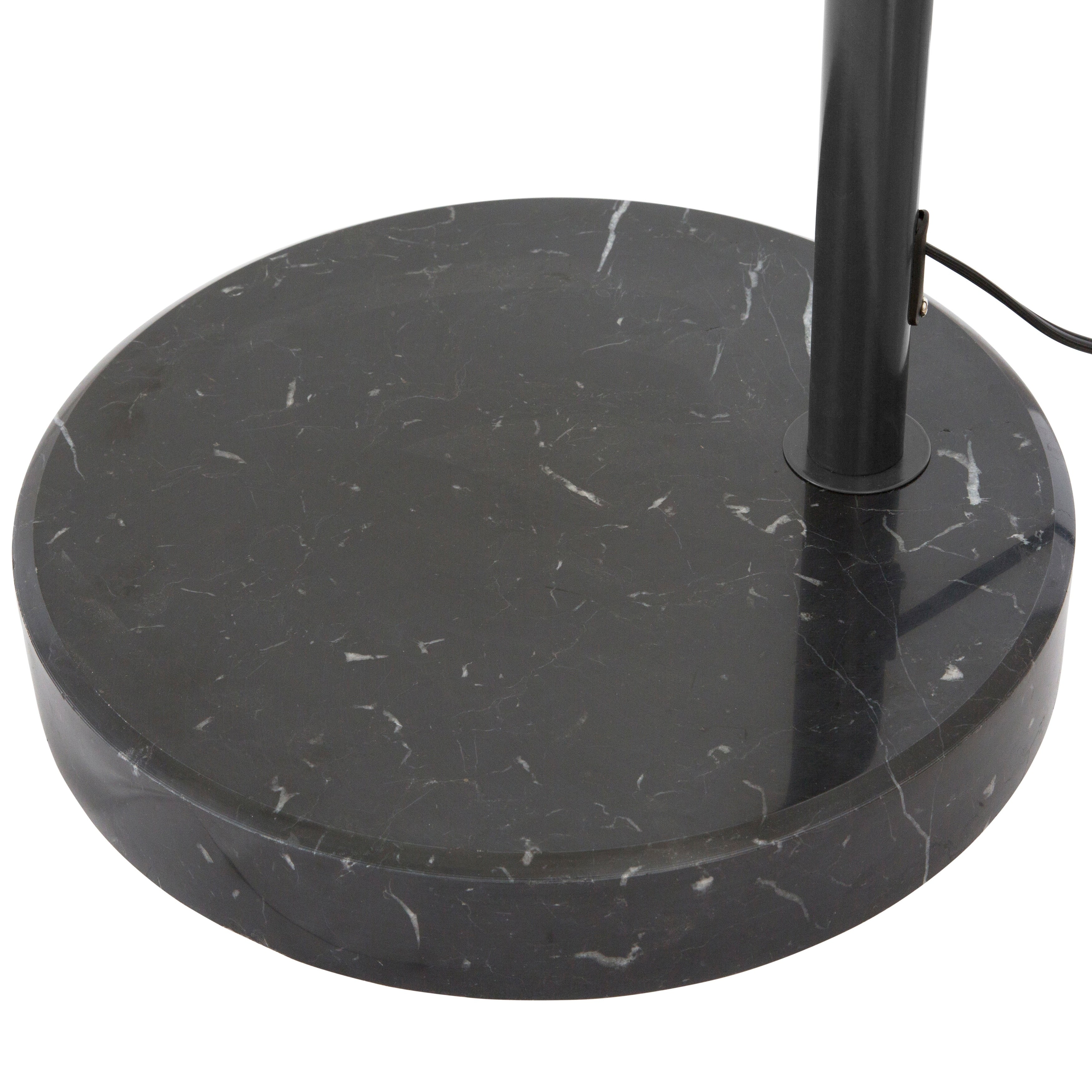 Lampadaire arqué réglable en acier Q-Max 81 avec abat-jour extra large et base en marbre