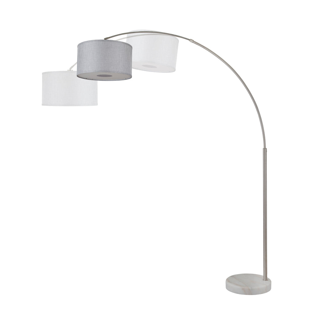 Lampadaire arqué réglable en acier Q-Max 81 avec abat-jour extra large et base en marbre