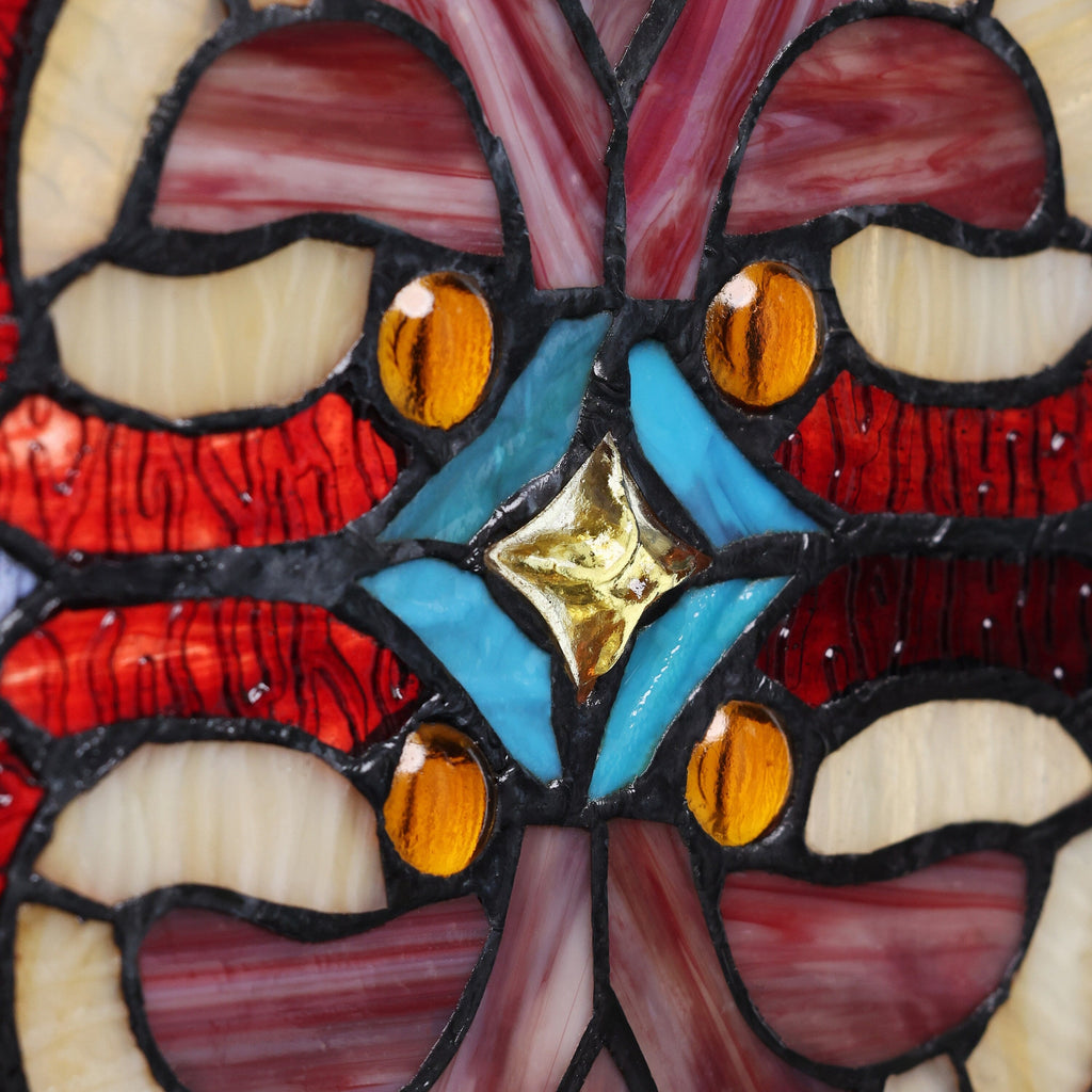 Panneau de fenêtre en vitrail victorien Fleur de lys River of Goods - 9,5 L x 0,25 l x 36 H