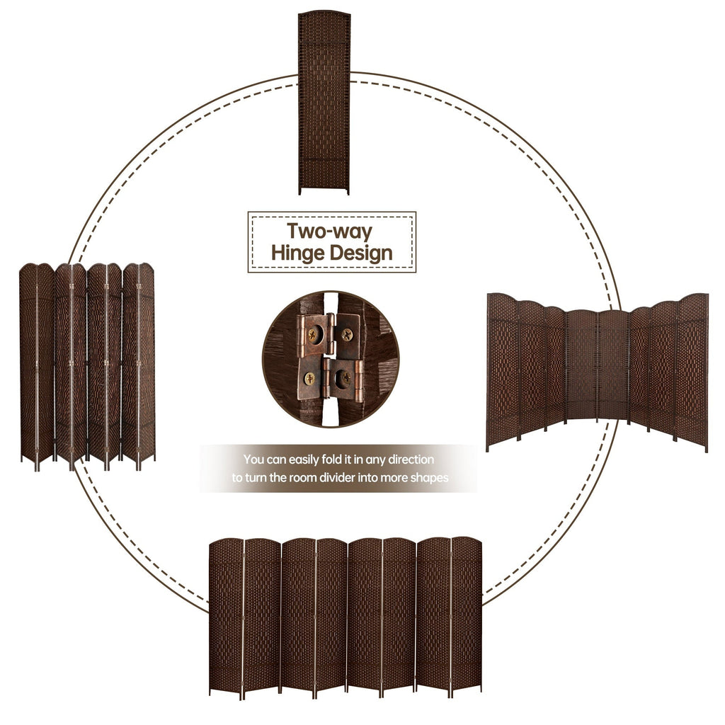 Paravent de séparation de pièce de 6 pieds de haut en fibre tissée, écran de confidentialité autoportant, écran pliant