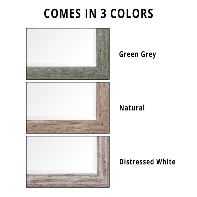 Miroir de sol rustique pleine longueur - 66 x 32 Miroir rectangulaire en bois pour salon, chambre à coucher