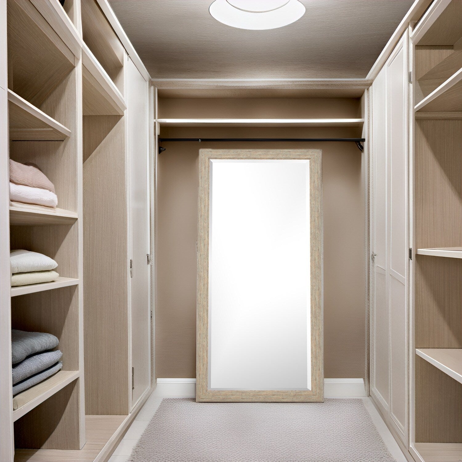 Miroir de sol rustique pleine longueur - 66 x 32 Miroir rectangulaire en bois pour salon, chambre à coucher