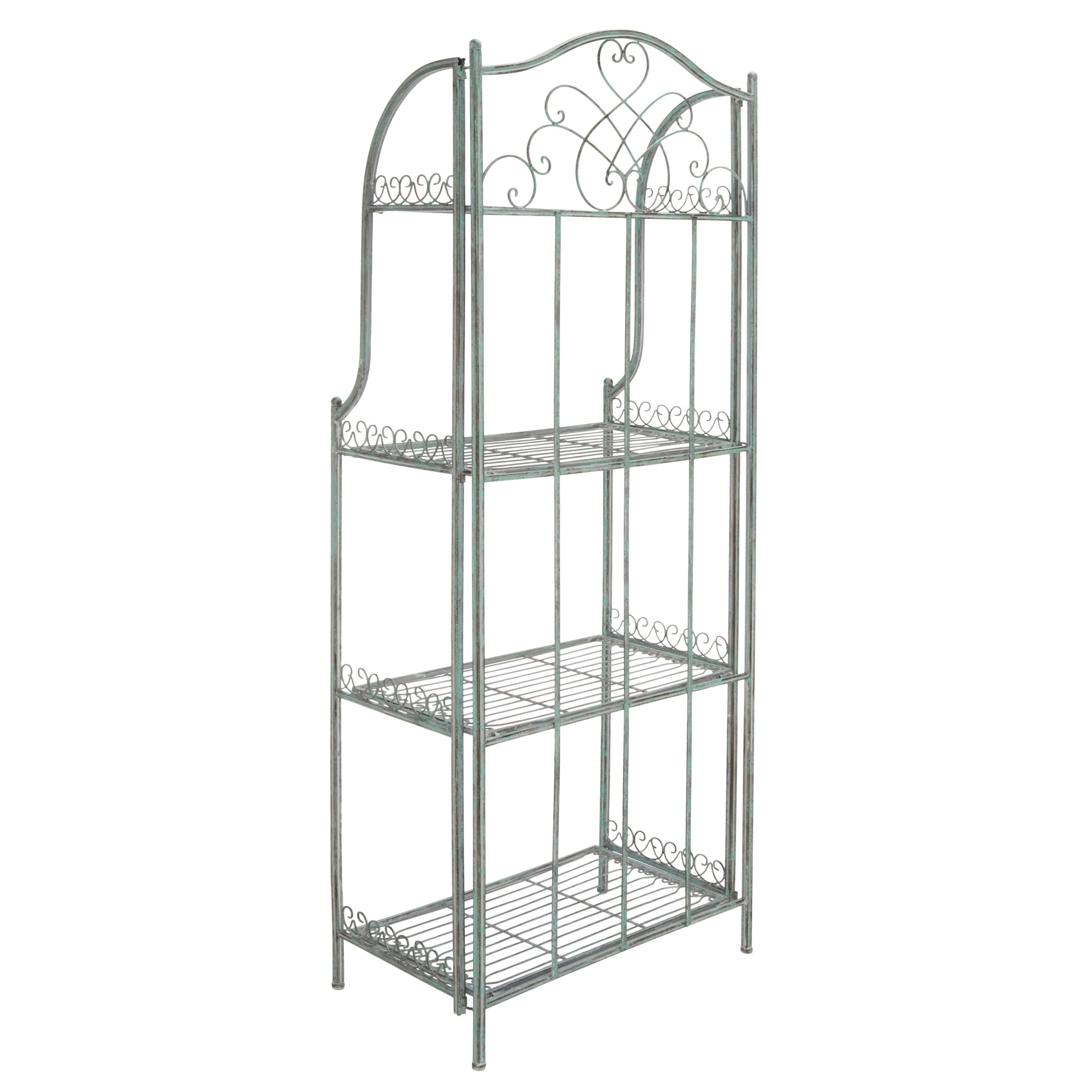 Étagère de boulangerie d'extérieur à 4 niveaux en fer forgé victorien SAFAVIEH Bryn - 25 po L x 15 po P x 63 po H - 25L x 15P x 63H