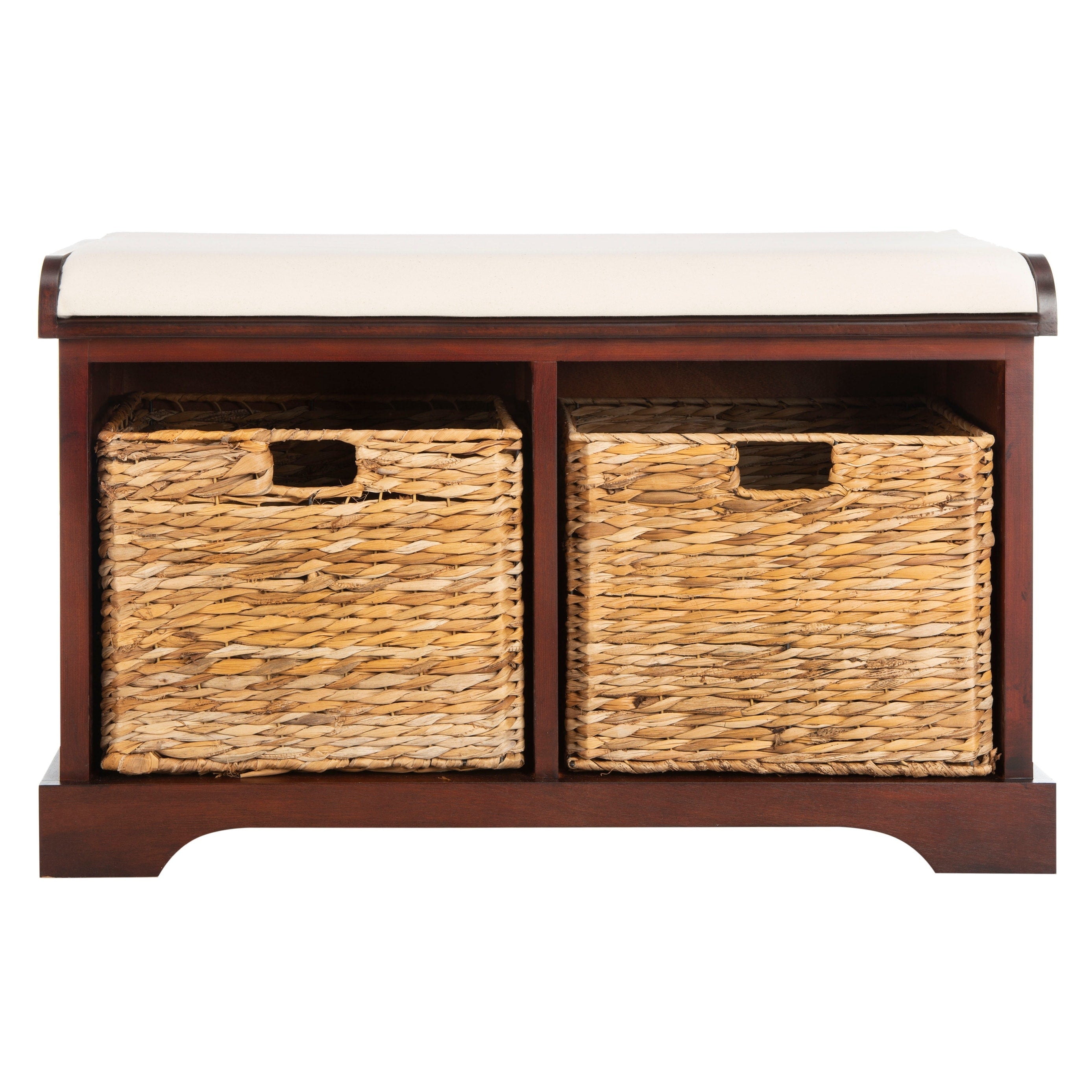 Banc de rangement tressé marron Euphemia de SAFAVIEH - 33,5 x 16,1 x 19,9 - 34 L x 16 P x 20 H