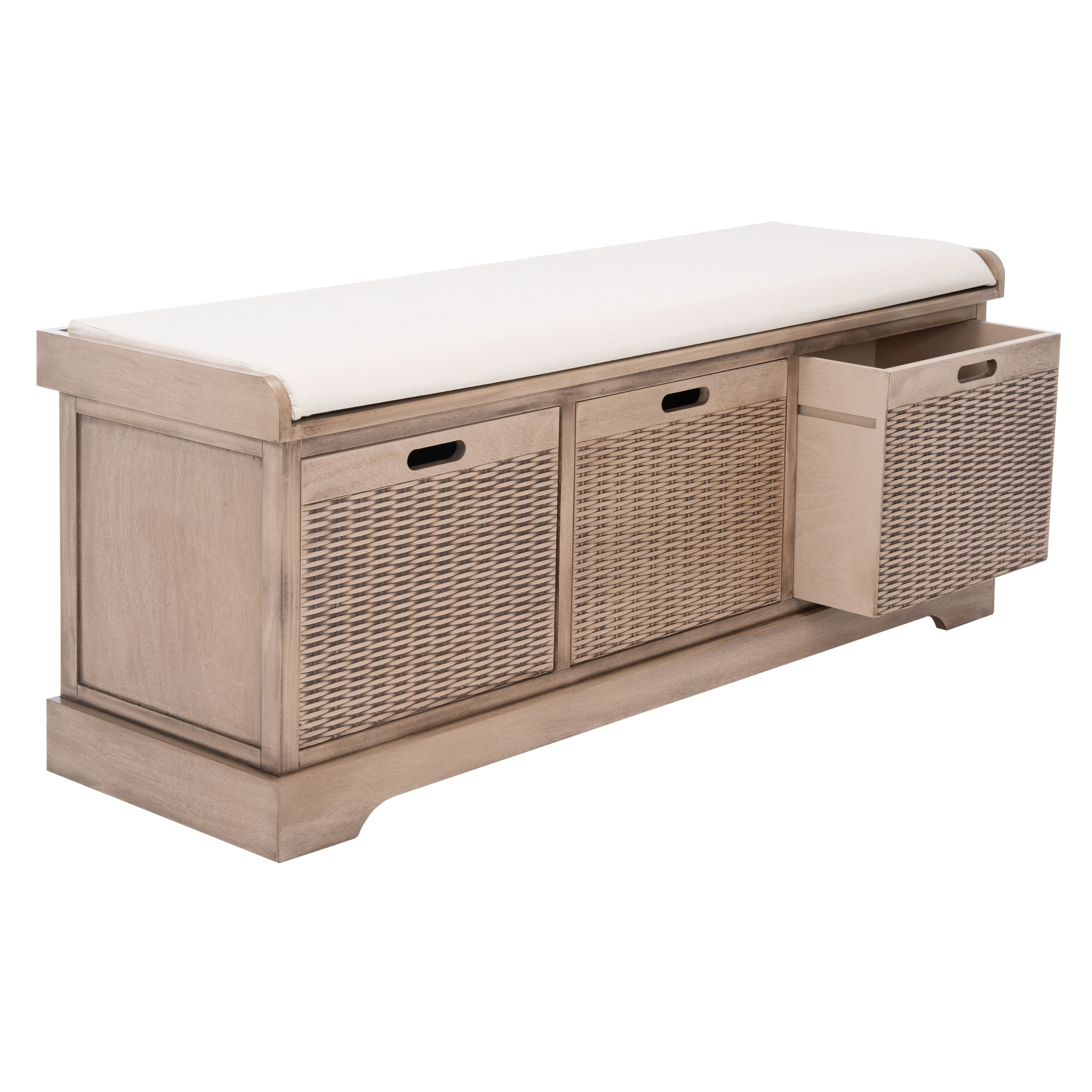 Banc de rangement à 3 tiroirs avec coussins SAFAVIEH Fiorello - 47,3 L x 15 L x 19 H - 47 L x 15 P x 19 H