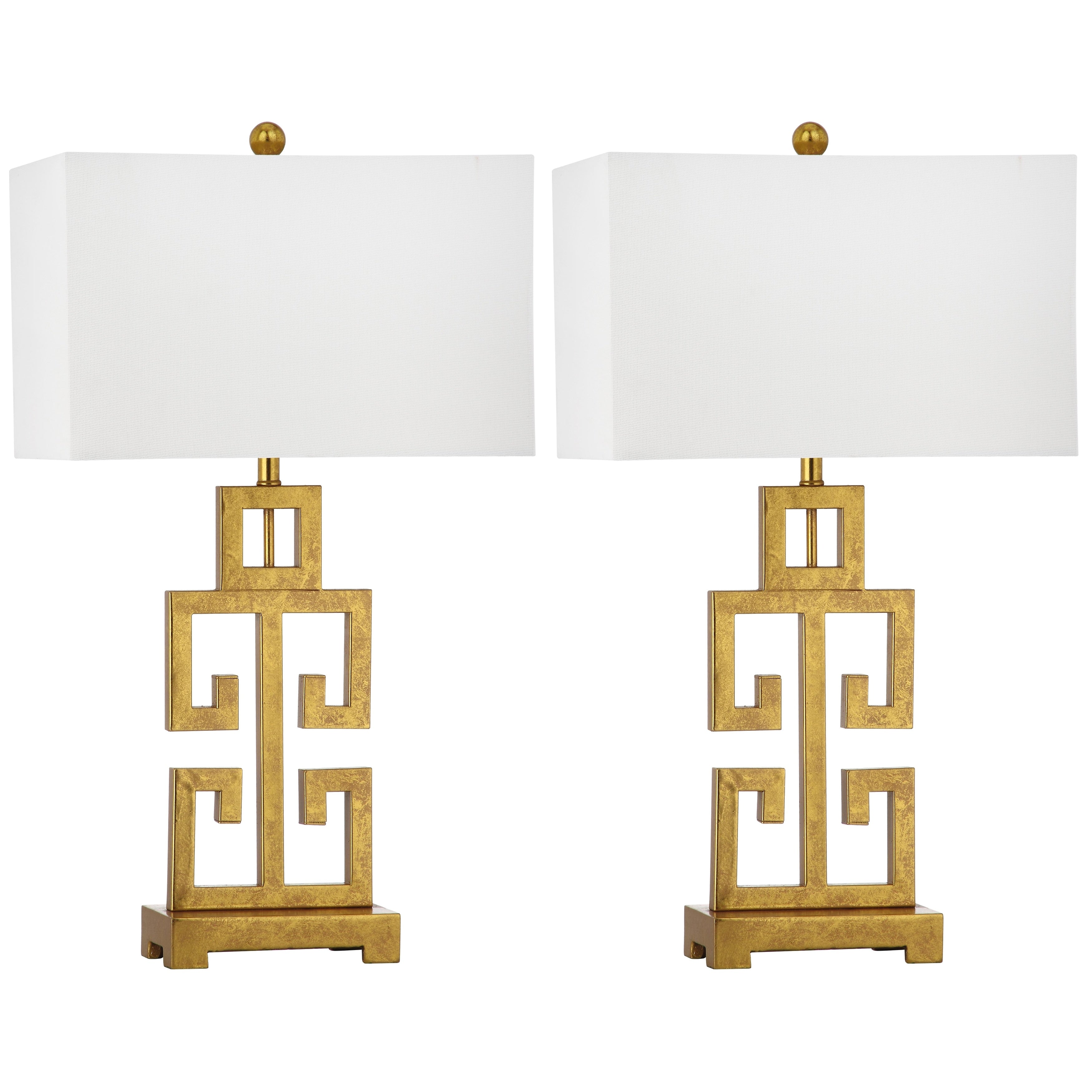 Lampe de table Chantelle de SAFAVIEH Lighting, 29 pouces, finition or antique grecque (lot de 2) - 16 L x 9 P x 29 H