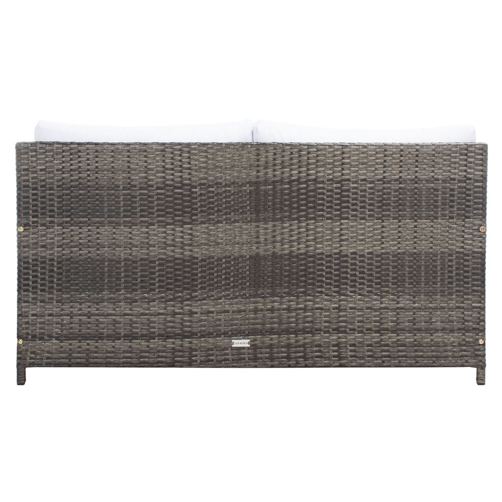 Lit de repos d'extérieur SAFAVIEH Taniyah en osier avec oreiller et coussins - 53 L x 28 P x 62 H