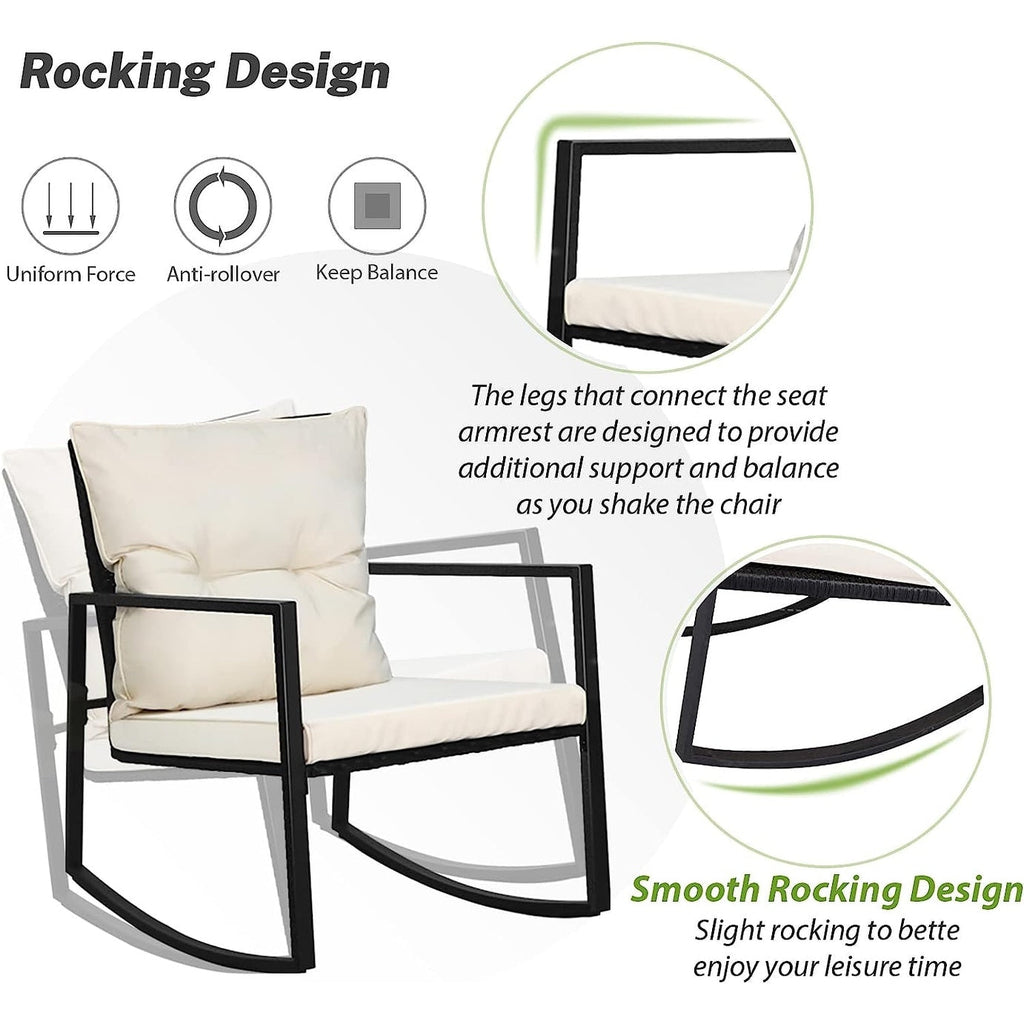 Ensemble bistrot à bascule d'extérieur en métal noir SUNCROWN 3 pièces