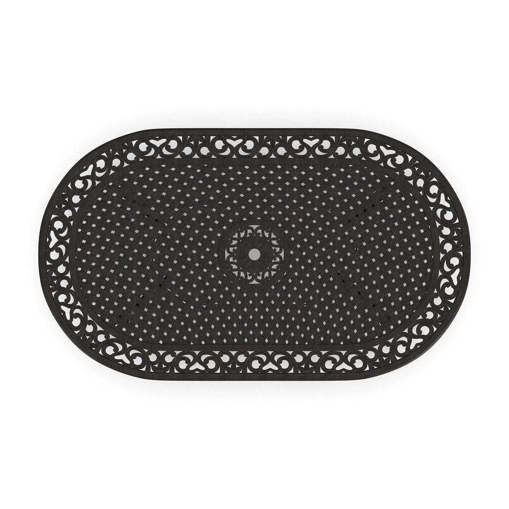 Ensemble de salle à manger d'extérieur en aluminium bronze Sanibel 7 pièces avec table à manger ovale de 72 pouces et six fauteuils par Homestyles