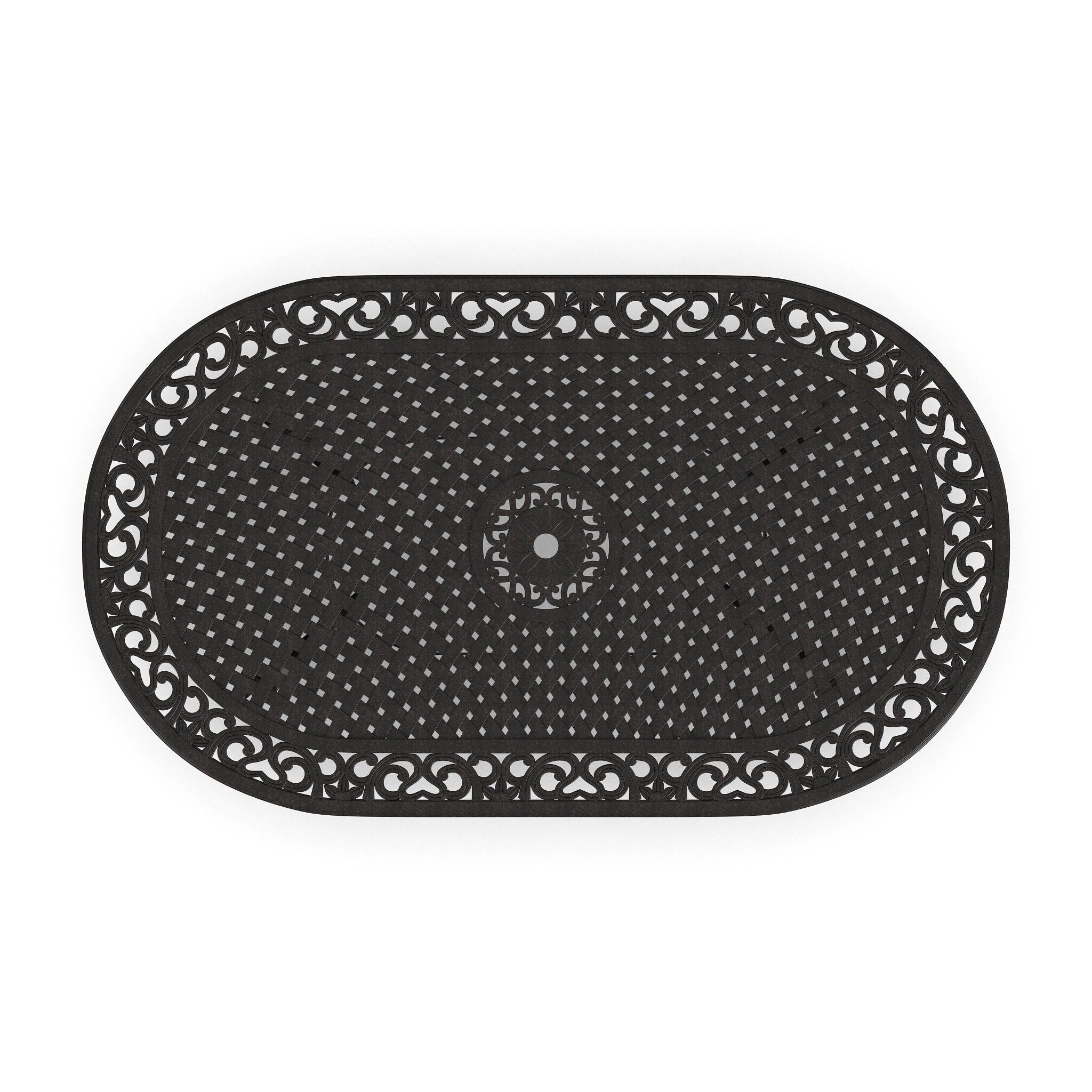 Ensemble de salle à manger d'extérieur en aluminium bronze Sanibel 7 pièces avec table à manger ovale de 72 pouces et six fauteuils par Homestyles