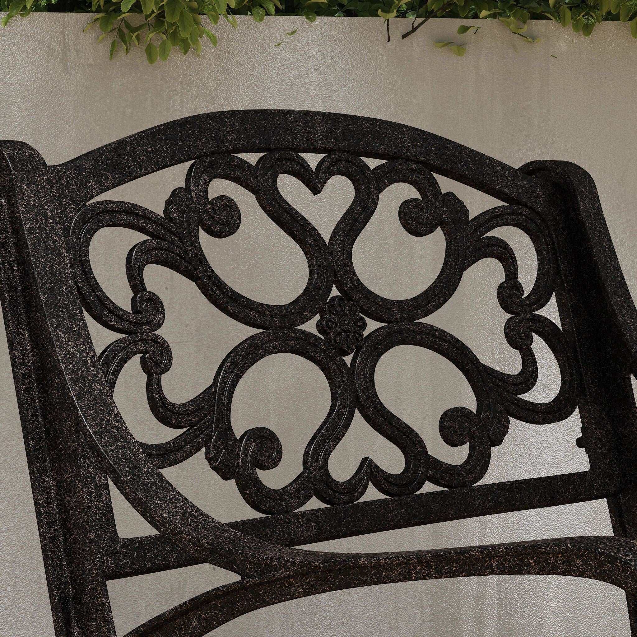 Ensemble de salle à manger d'extérieur en aluminium bronze Sanibel 7 pièces avec table à manger ovale de 72 pouces et six fauteuils par Homestyles