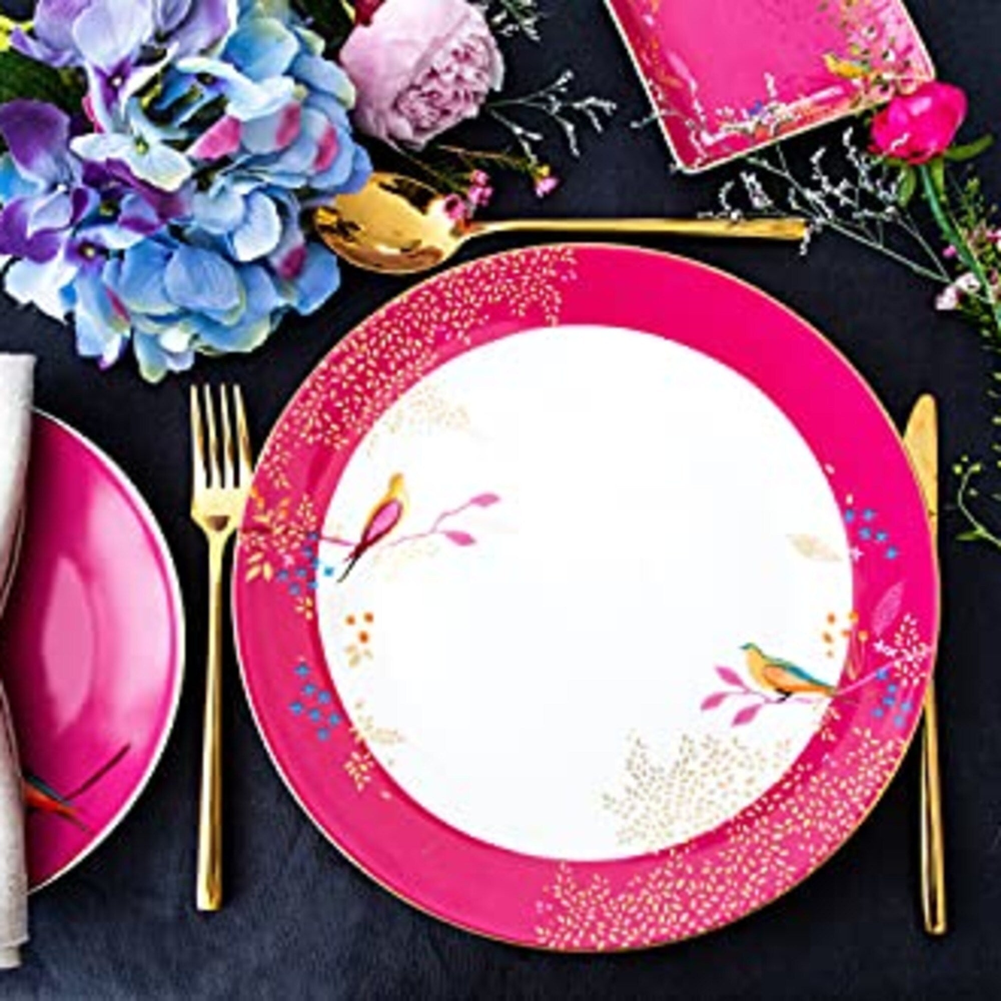 Service de table 12 pièces Sara Miller London Chelsea - 11 assiettes plates, 8 assiettes à dessert, 6 bols