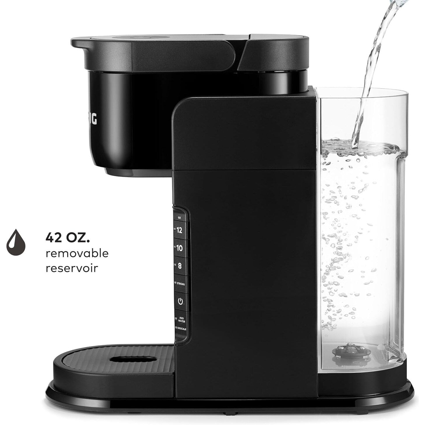 Cafetière K-Cup à dose unique, 3 tailles d'infusion, infusion forte, réservoir de 1,27 l, noir
