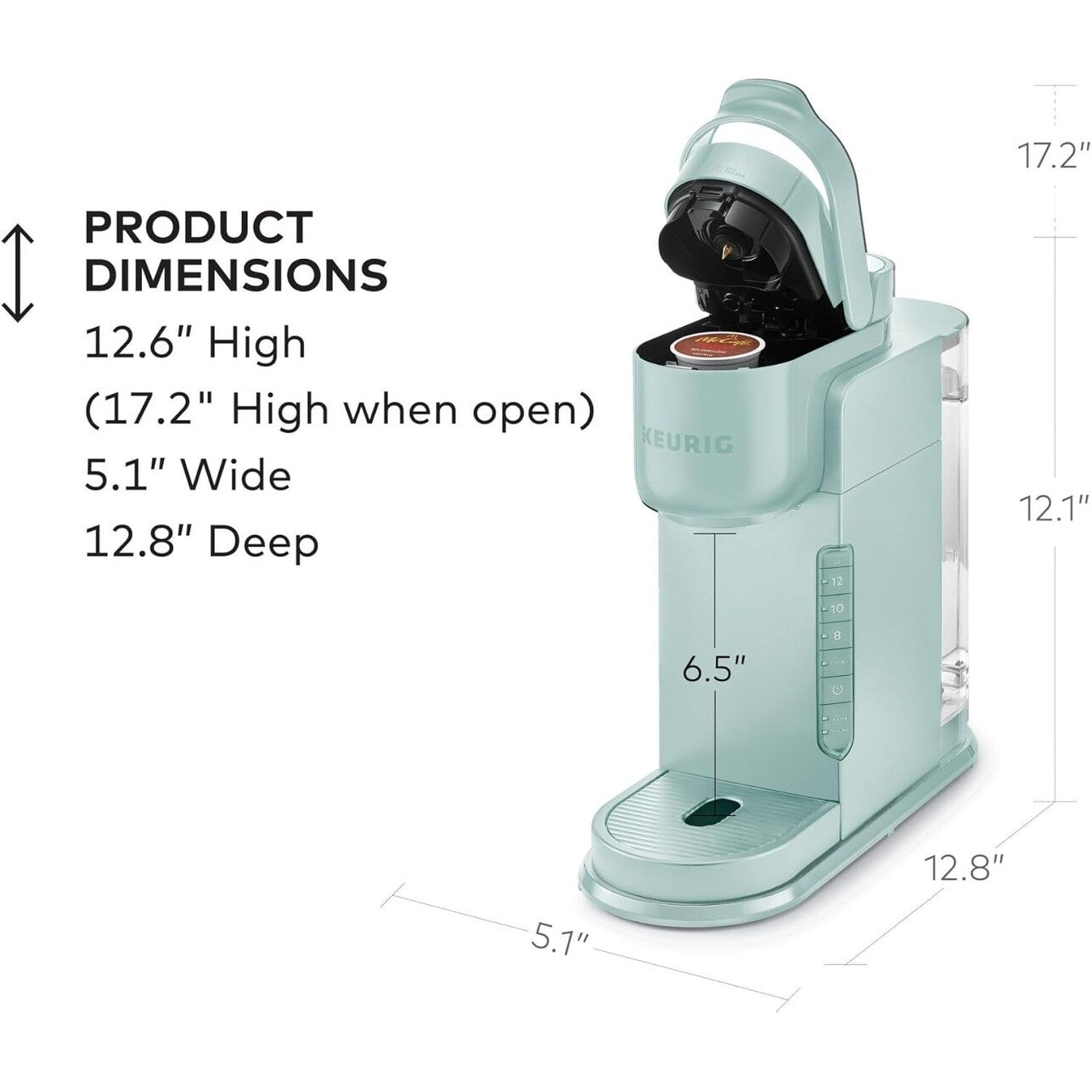 Cafetière K-Cup à dose unique, 3 tailles d'infusion, infusion forte, réservoir de 1,27 l, menthe
