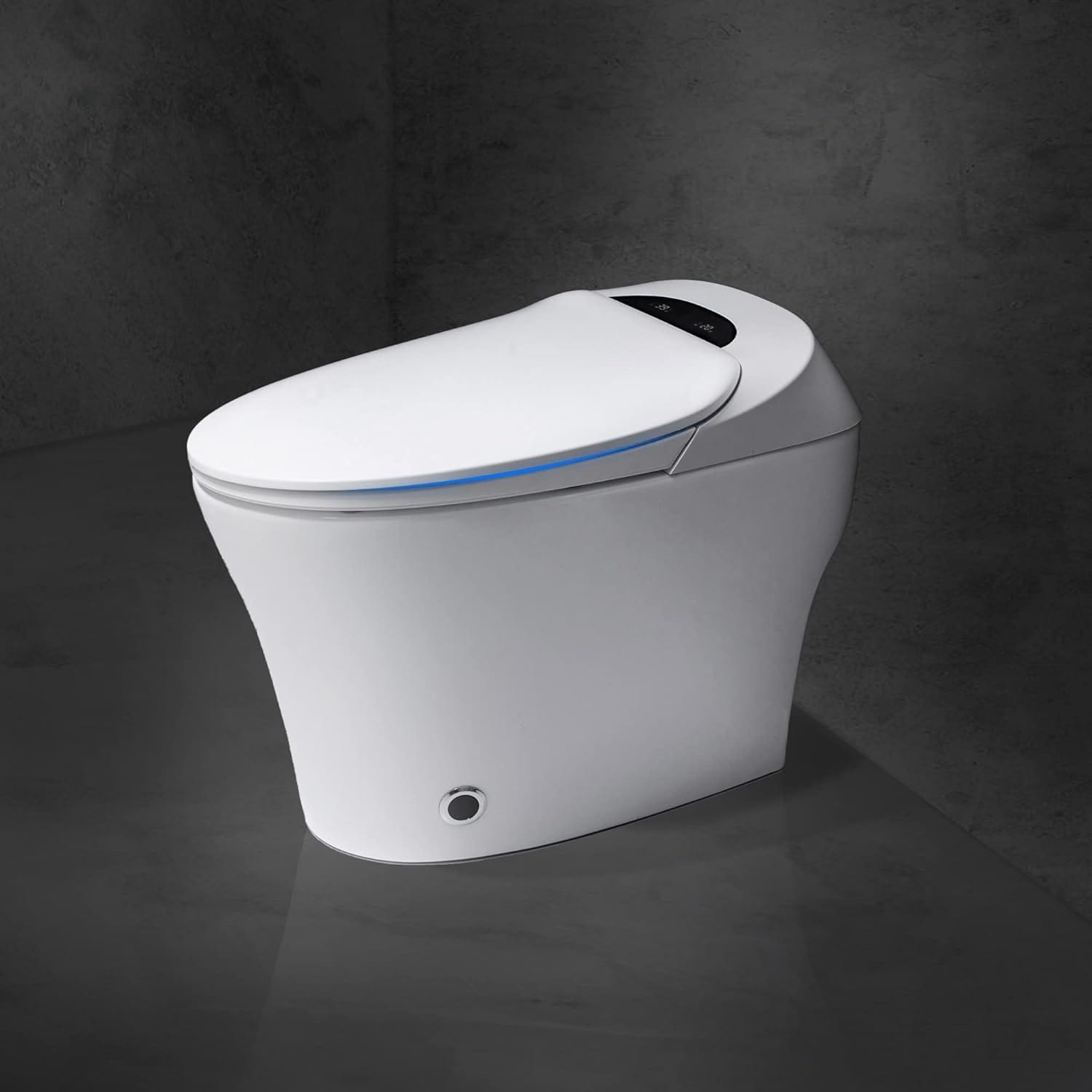 Toilettes intelligentes, bidet monobloc pour salle de bain, toilettes allongées modernes avec eau chaude, double chasse d'eau automatique, fonctionnement par capteur de pied