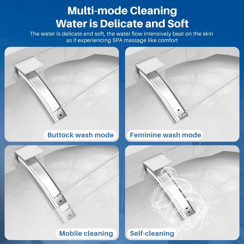 Toilettes intelligentes, bidet monobloc pour salle de bain, toilettes allongées modernes avec eau chaude, double chasse d'eau automatique, fonctionnement par capteur de pied