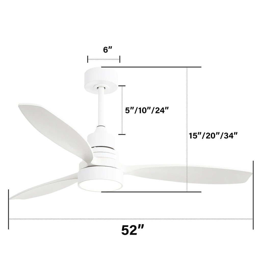 Ventilateur de plafond d'intérieur en bois Sofucor 52 avec télécommande et éclairage intégré en option