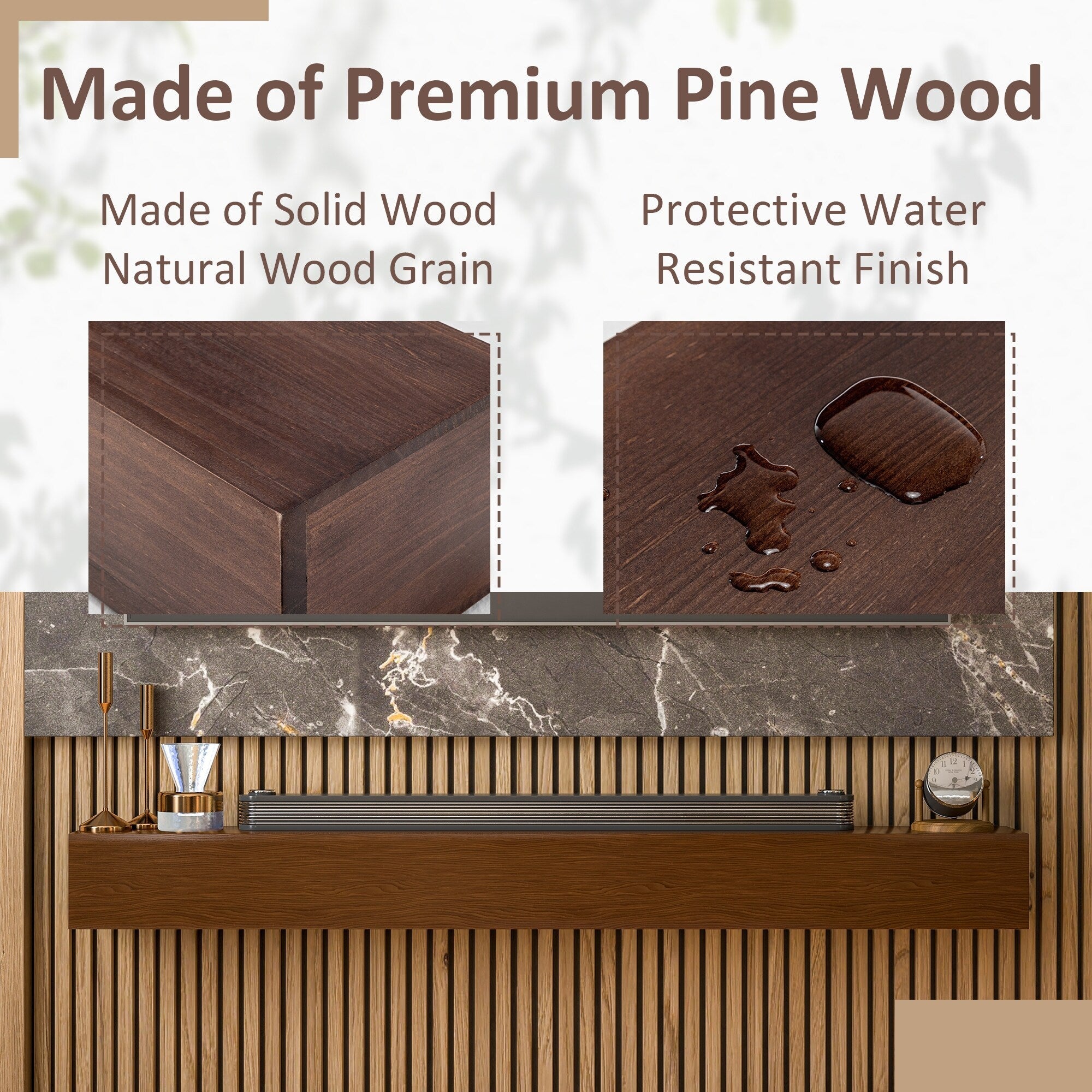 Étagère flottante murale pour manteau de cheminée en pin massif