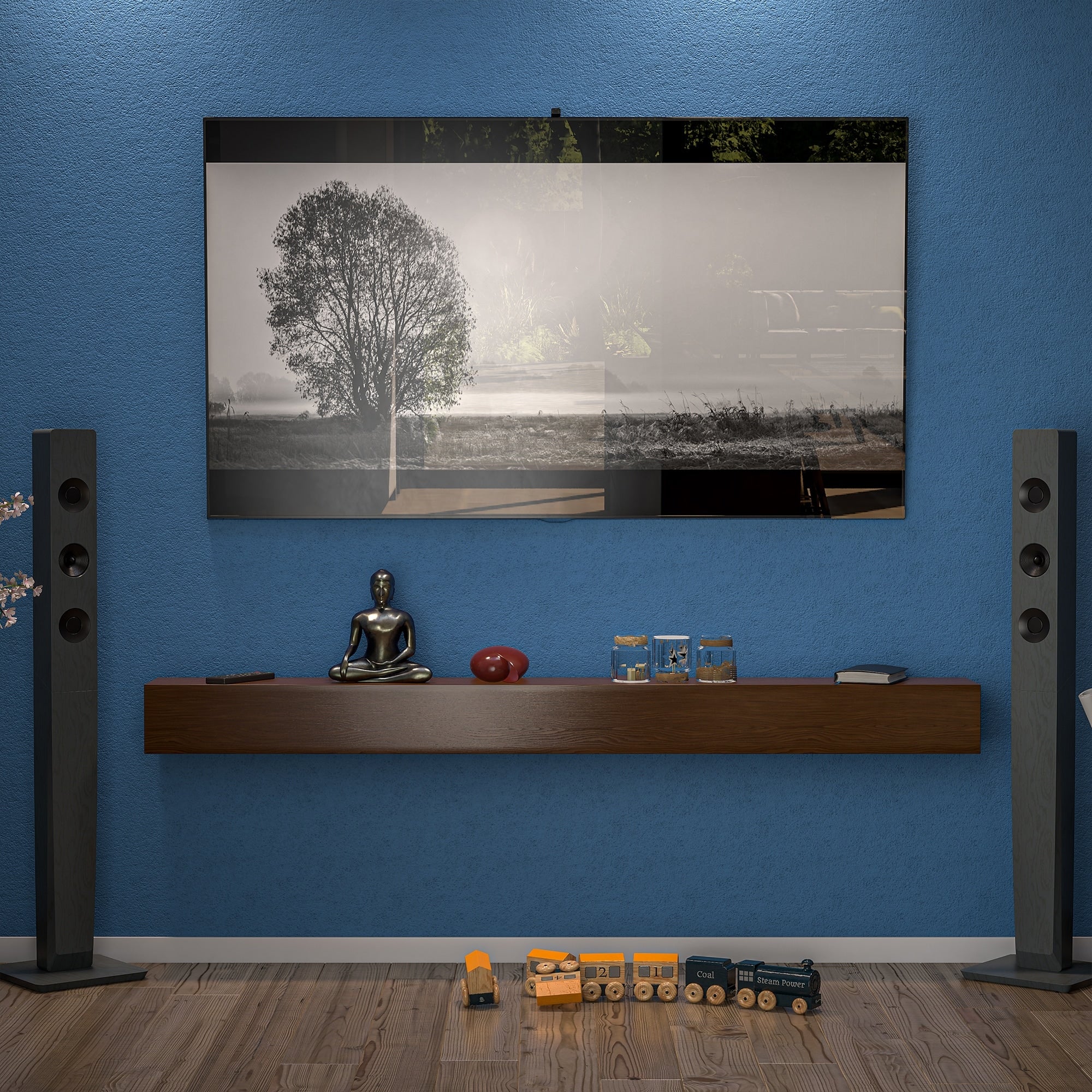 Étagère flottante murale pour manteau de cheminée en pin massif