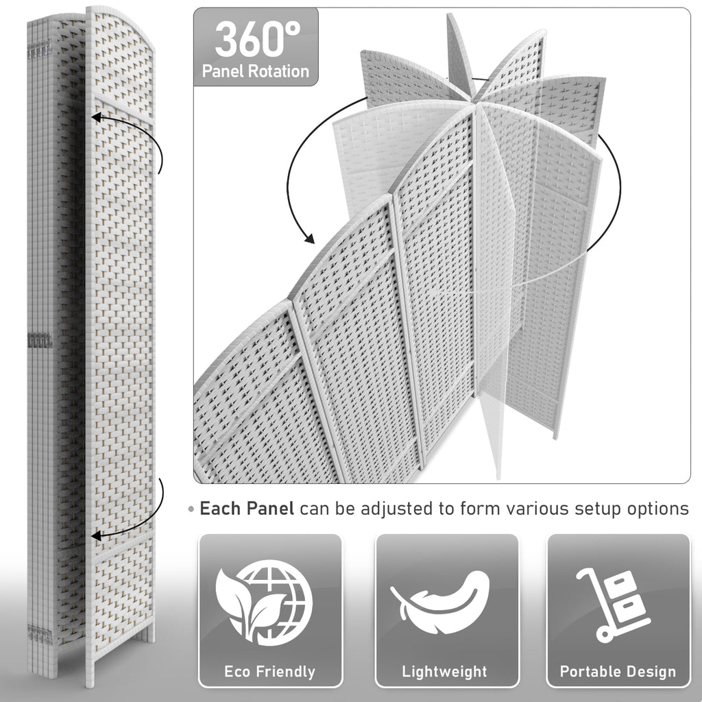 Séparateur de pièce Sorbus à 6 panneaux, cloison de séparation extra large et pliable, tissé à la main, à double charnière, en maille - 1,8 m
