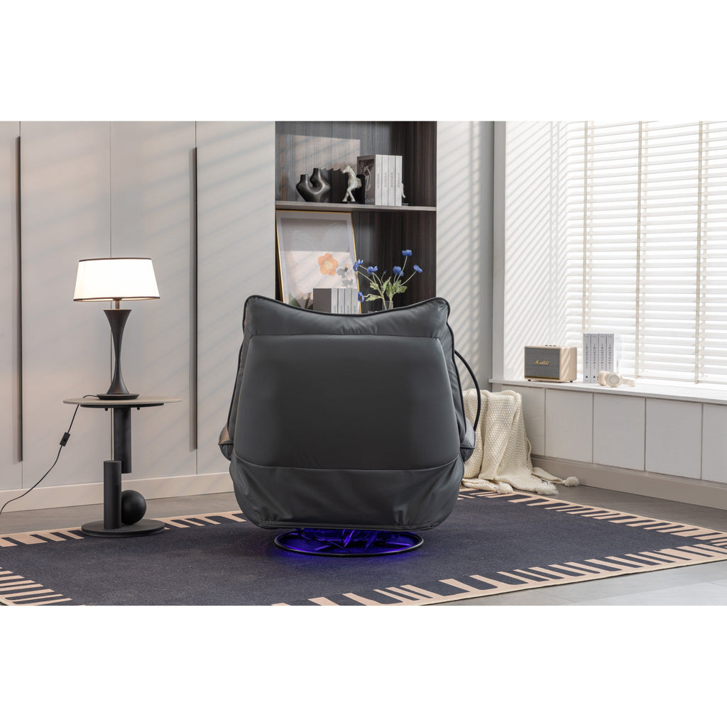 Fauteuil inclinable pivotant et électrique avec haut-parleurs Bluetooth, support de téléphone, ports de chargement USB et Type-C, rangement dissimulé des accoudoirs