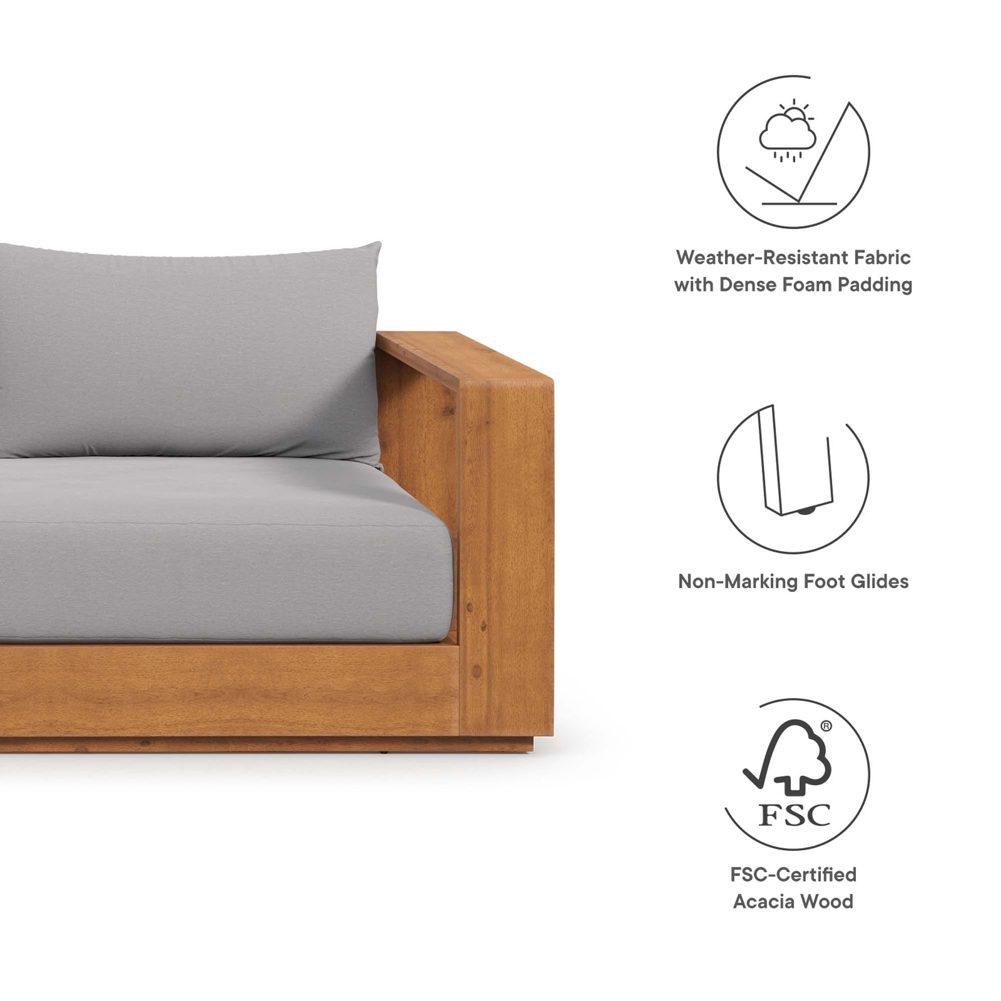 Ensemble de meubles de patio extérieur en bois d'acacia Tahoe 5 pièces