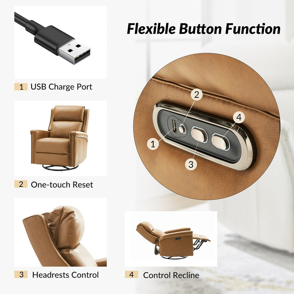 Ensemble de 2 fauteuils inclinables électriques pivotants et à bascule traditionnels Tobias par HULALA HOME